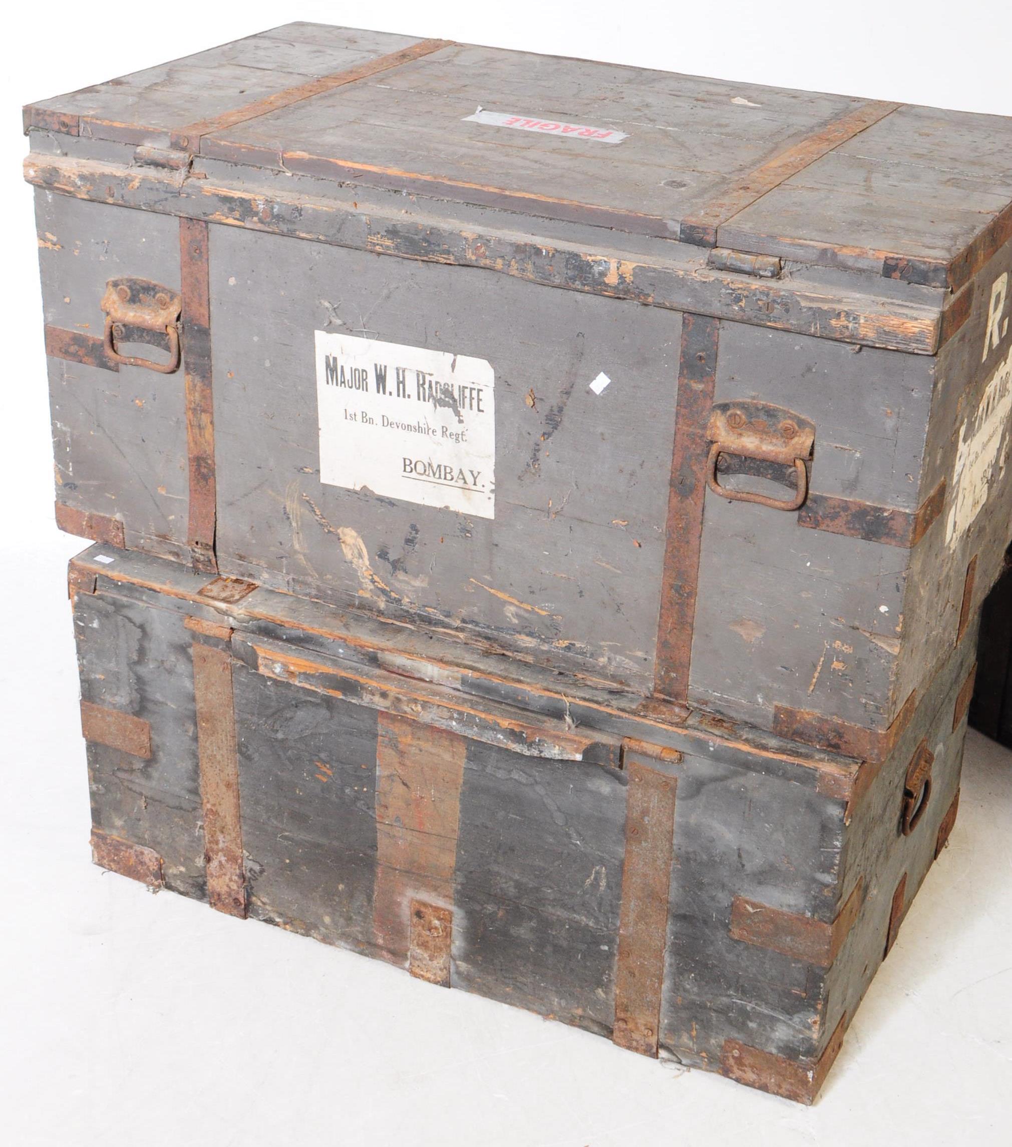 THREE MID 20TH CENTURY MILITARY TRANSPORT LUGGAGE CRATES - Image 6 of 8