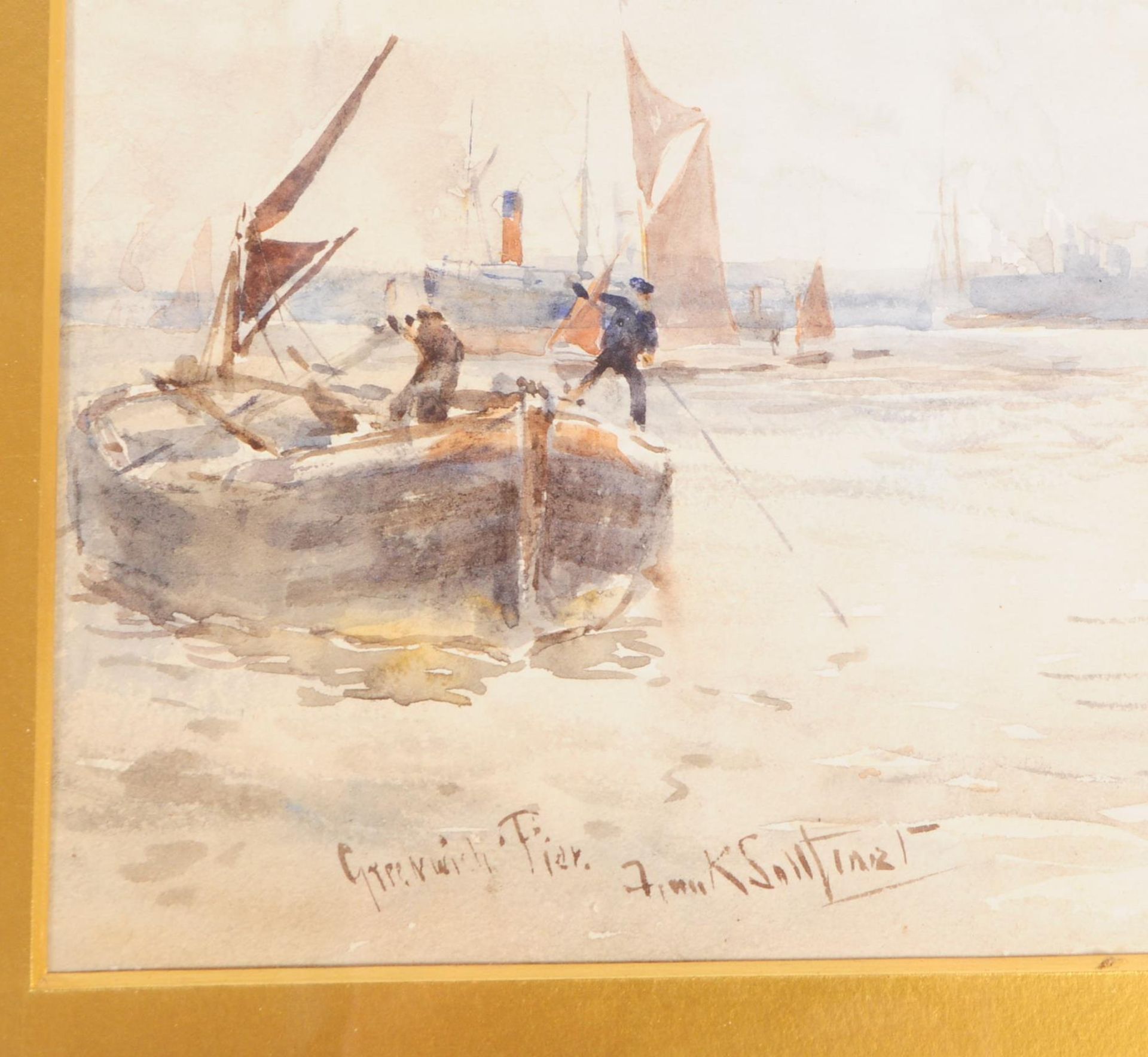 EARLY 20TH CENTURY GREENWICH PIER WATERCOLOUR PAINTING - Image 2 of 5