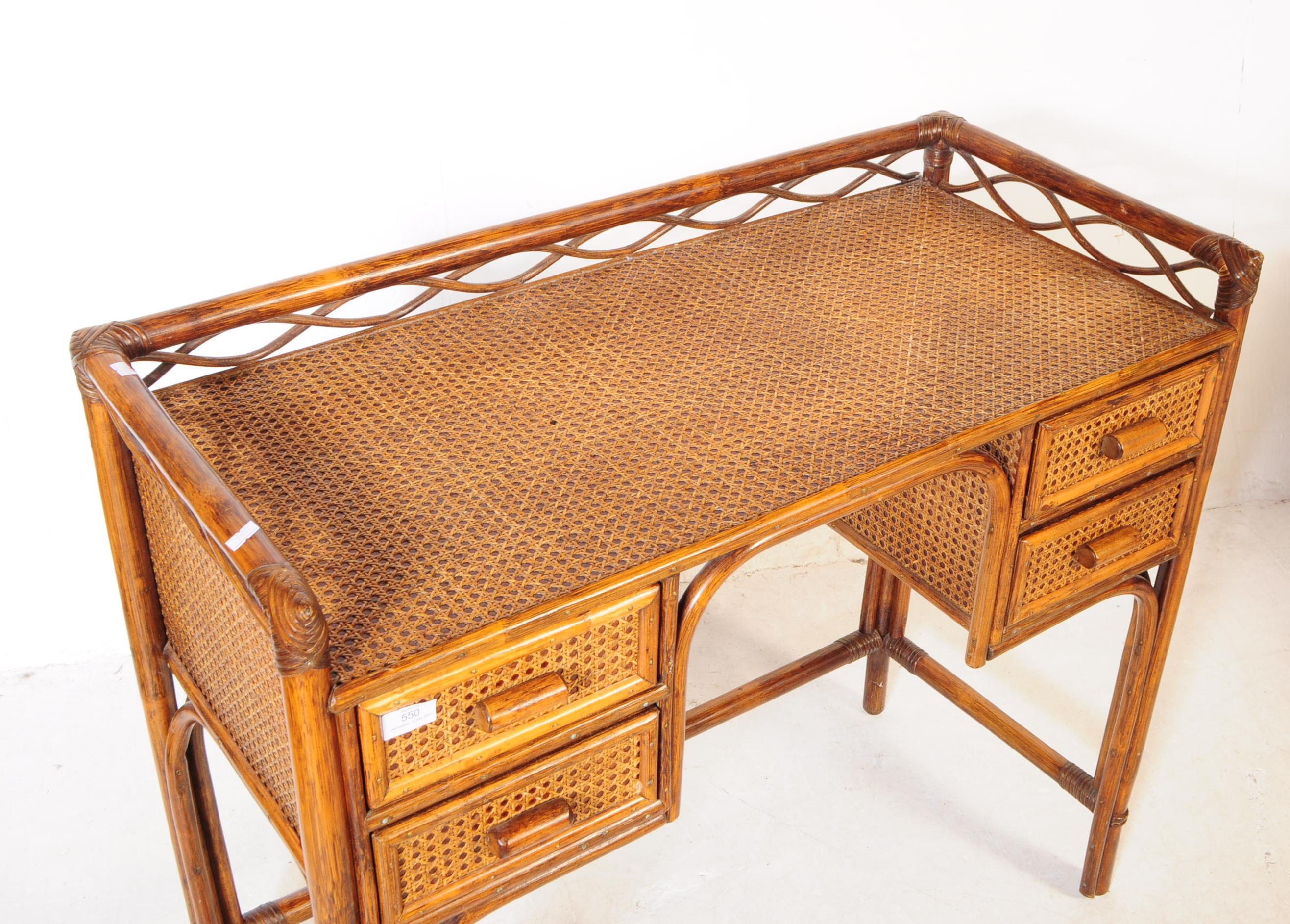 ANGRAVES OF LEICESTER - RETRO MID 20TH CENTURY RATTAN DESK - Image 2 of 6