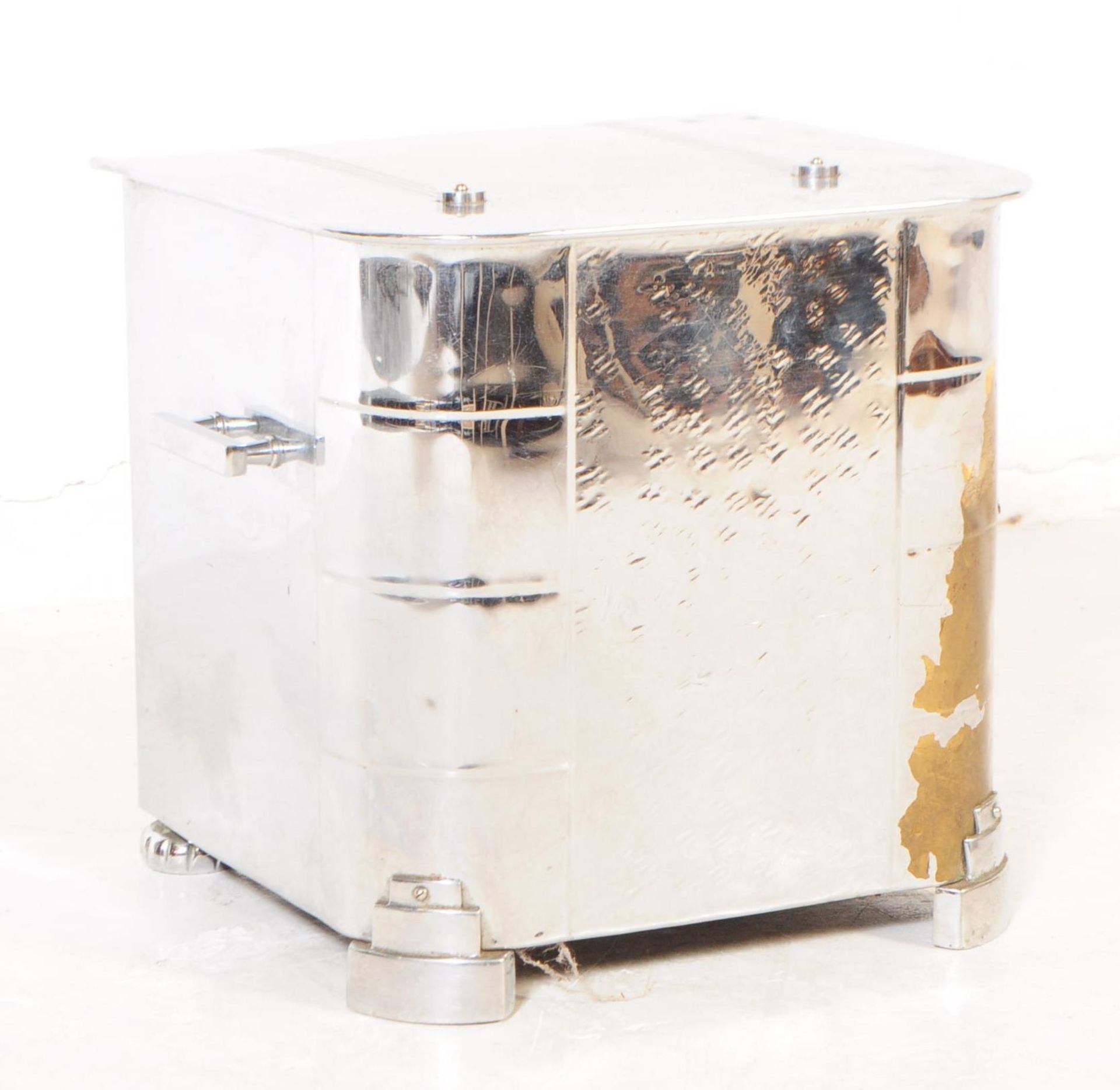 EARLY 20TH CENTURY ART DECO CHROME COAL BIN