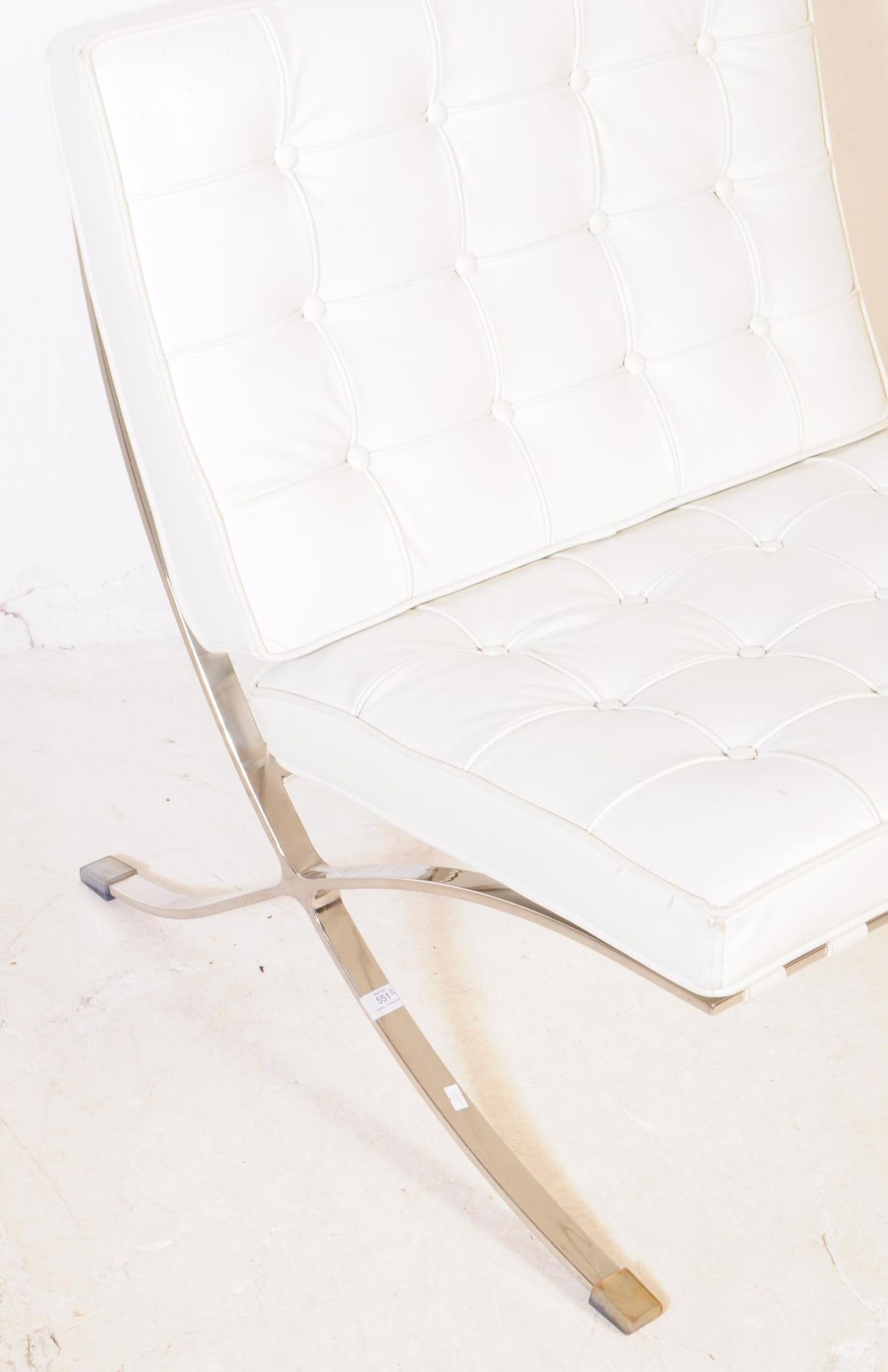 CONTEMPORARY WHITE LEATHERETTE BARCELONA CHAIR - Image 2 of 3