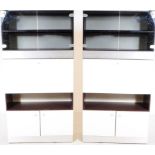 TWO CONTEMPORARY ALUMINIUM & GLASS WALL UNIT / CABINETS