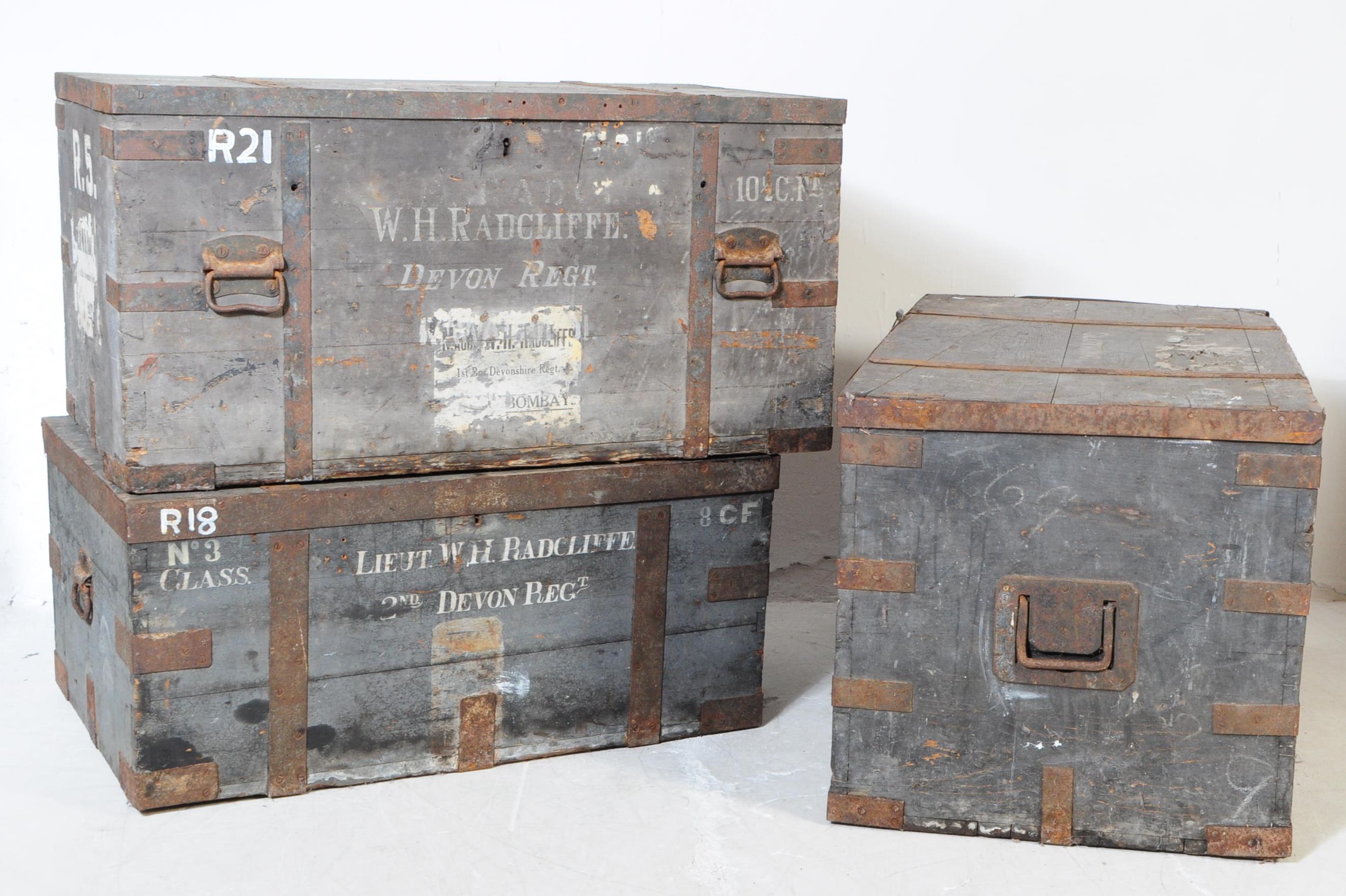 THREE MID 20TH CENTURY MILITARY TRANSPORT LUGGAGE CRATES