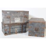 THREE MID 20TH CENTURY MILITARY TRANSPORT LUGGAGE CRATES