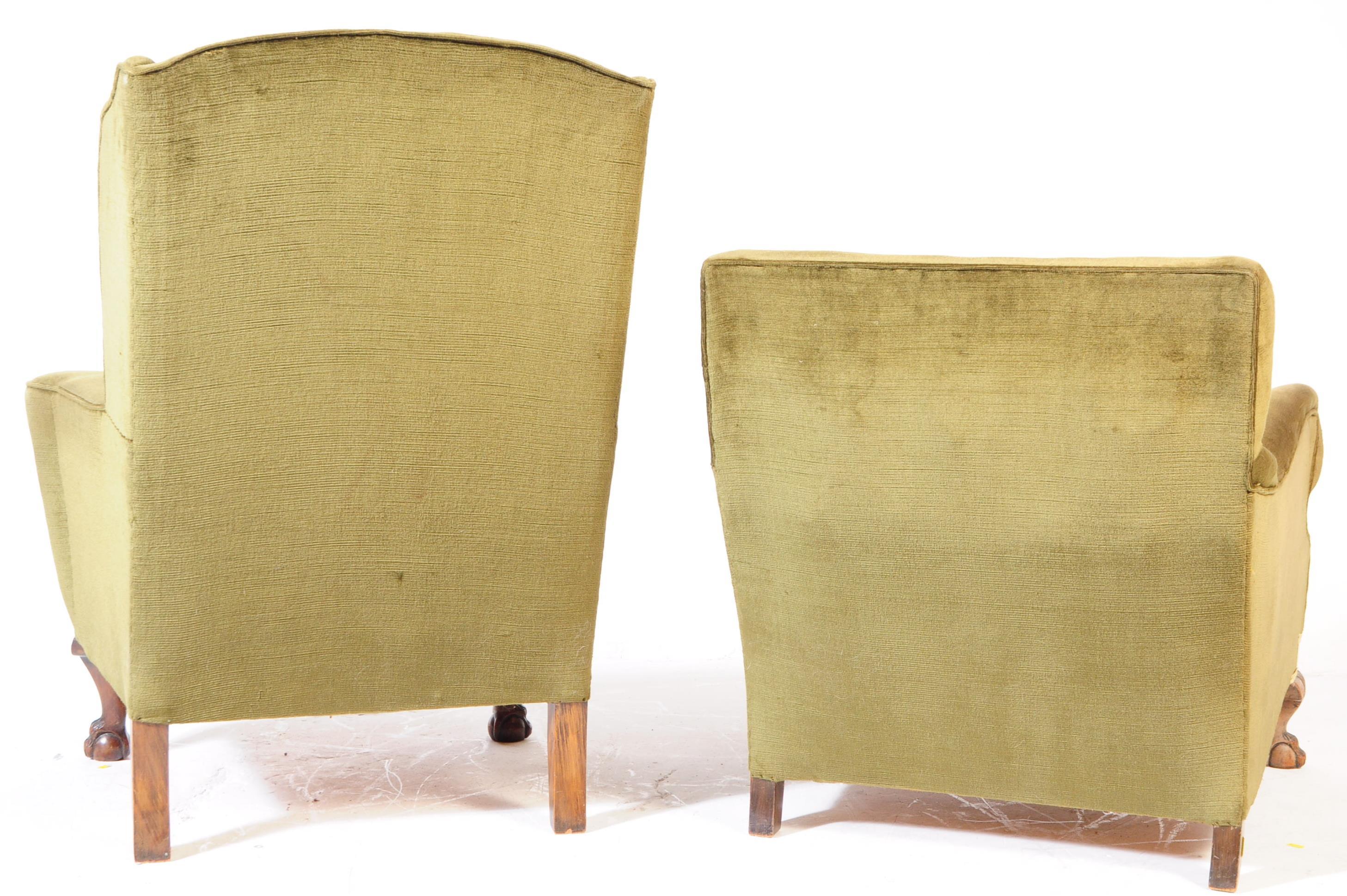 TWO VINTAGE 20TH CENTURY HIS & HERS FIRESIDE ARMCHAIRS - Image 3 of 7