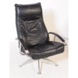 CONTEMPORARY LEATHER SWIVEL ARMCHAIR