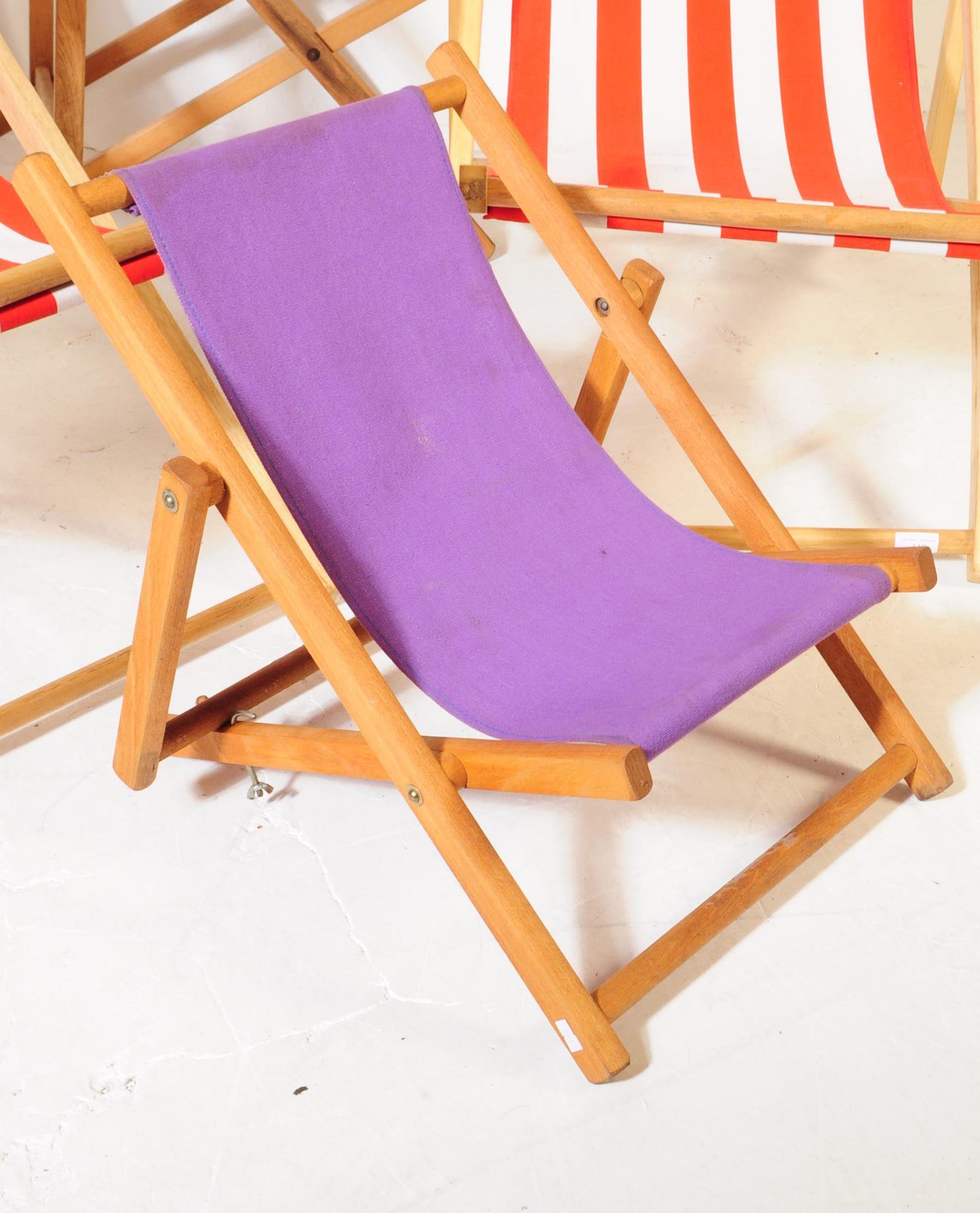 FOUR BEECH WOOD BEACH DECK CHAIRS - Image 4 of 8