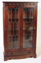 JACOBEAN REVIVAL ASTRAGAL GLAZED OAK DISPLAY CABINET