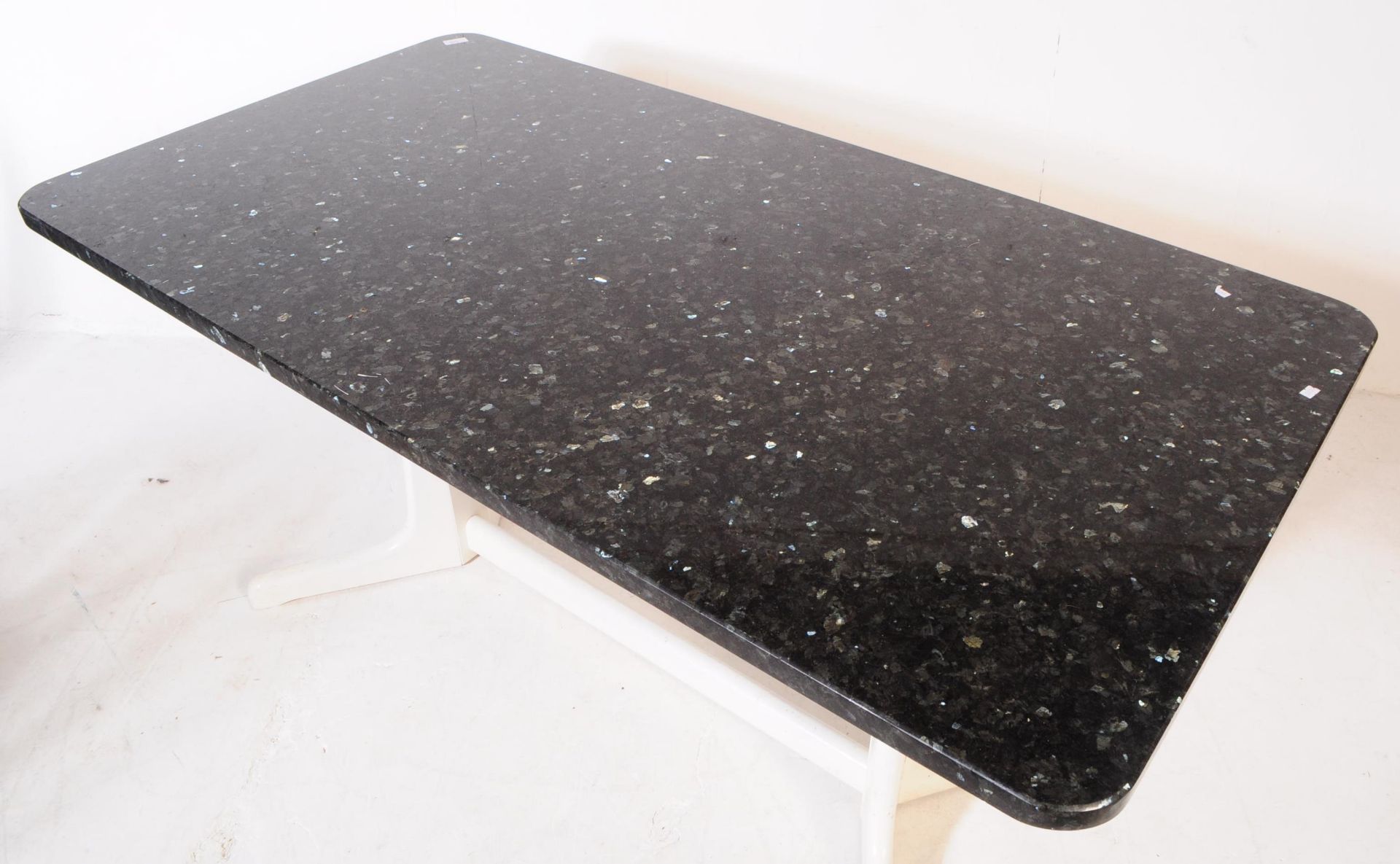 BRITISH MODERN DESIGN - GRANITE TOP DINING TABLE W/ CHAIRS - Image 3 of 8