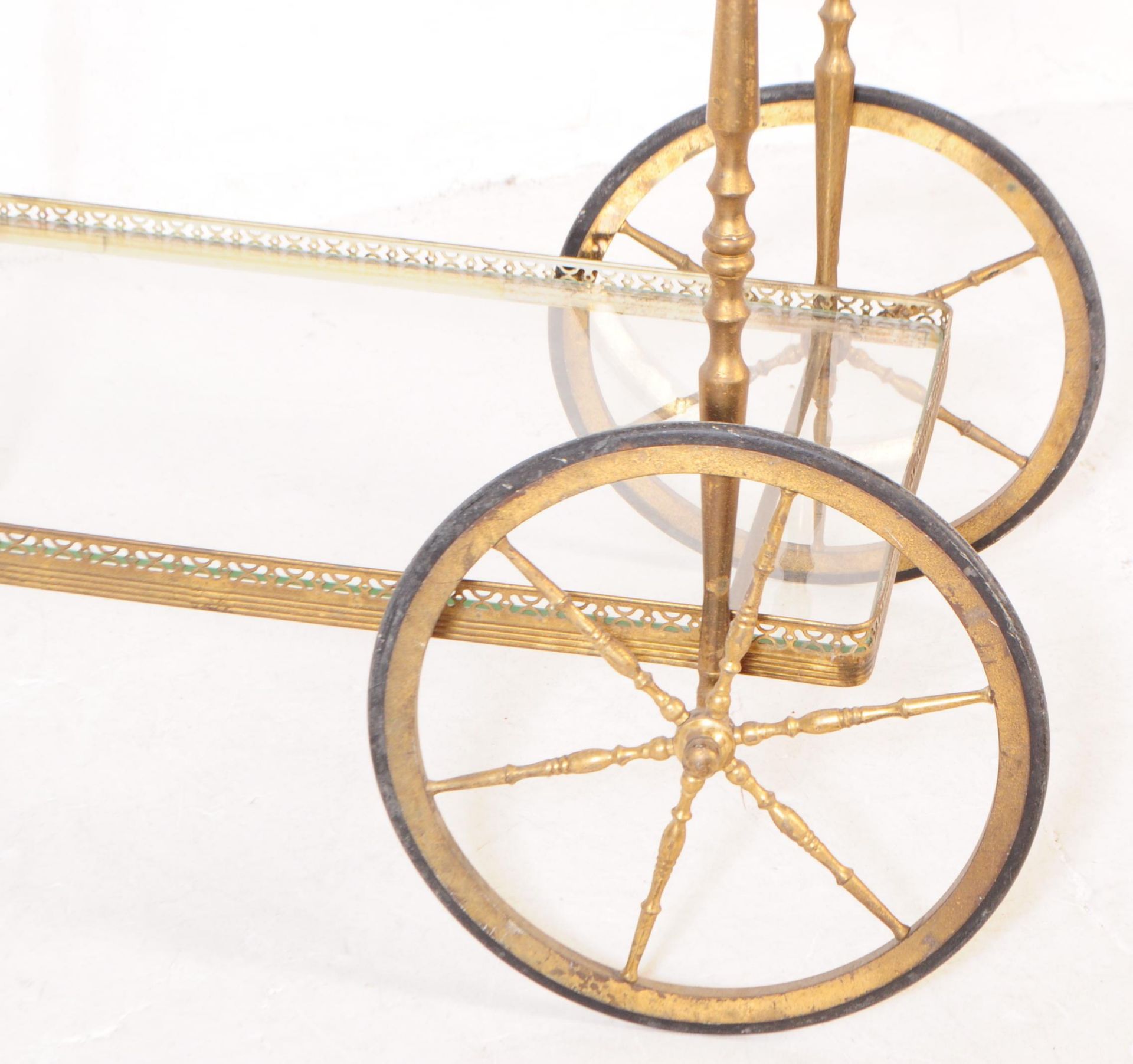 EARLY 20TH CENTURY FRENCH BRASS DRINKS TROLLEY - Image 2 of 4