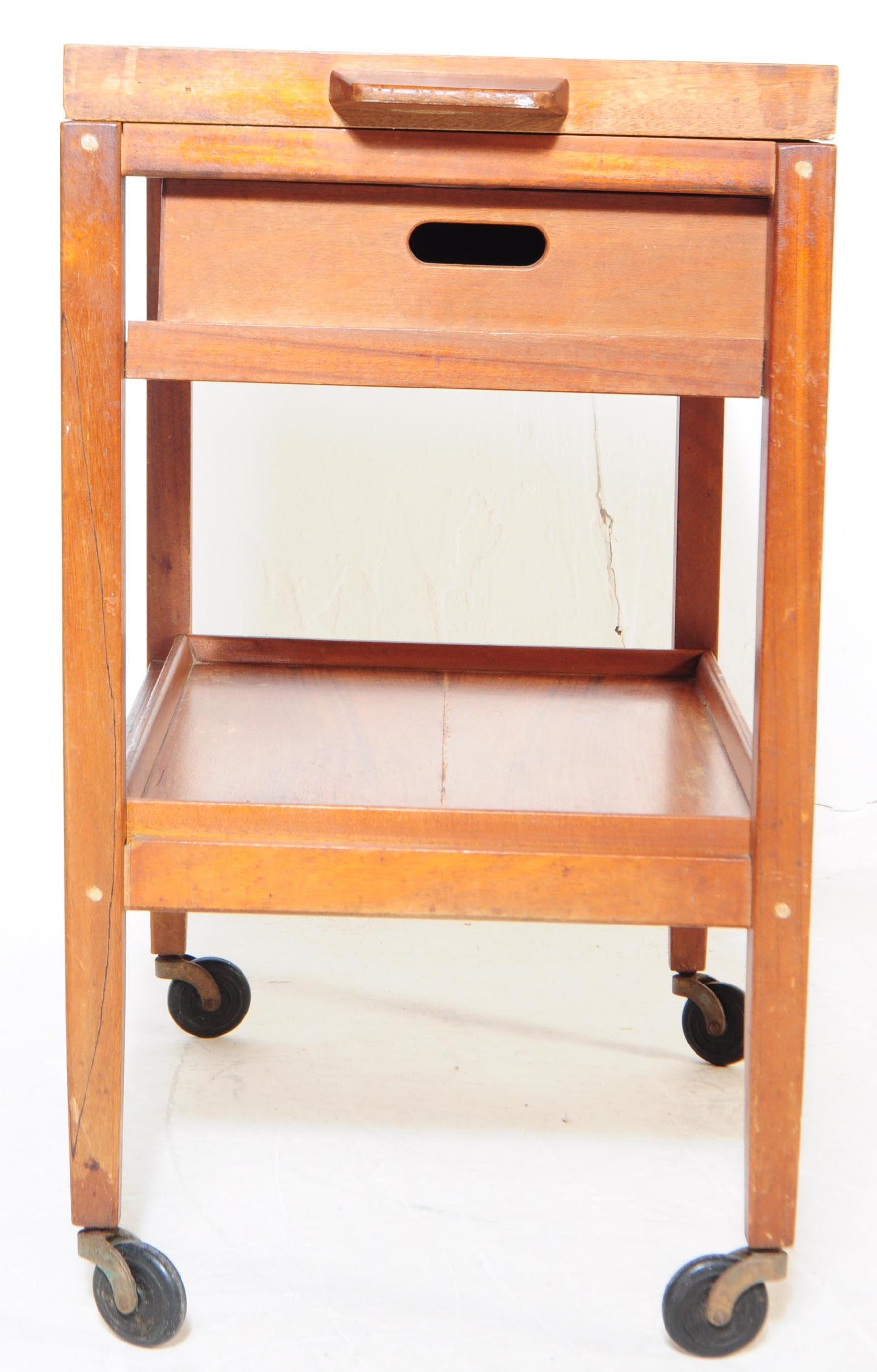 VINTAGE LATE 20TH CENTURY TEAK TWO TIER SERVING TROLLEY - Image 5 of 5