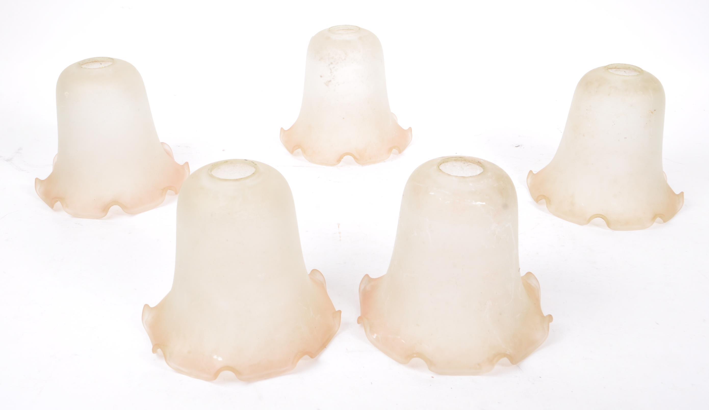 COLLECTION OF FIVE VINTAGE FROSTED GLASS TULIP SHADES
