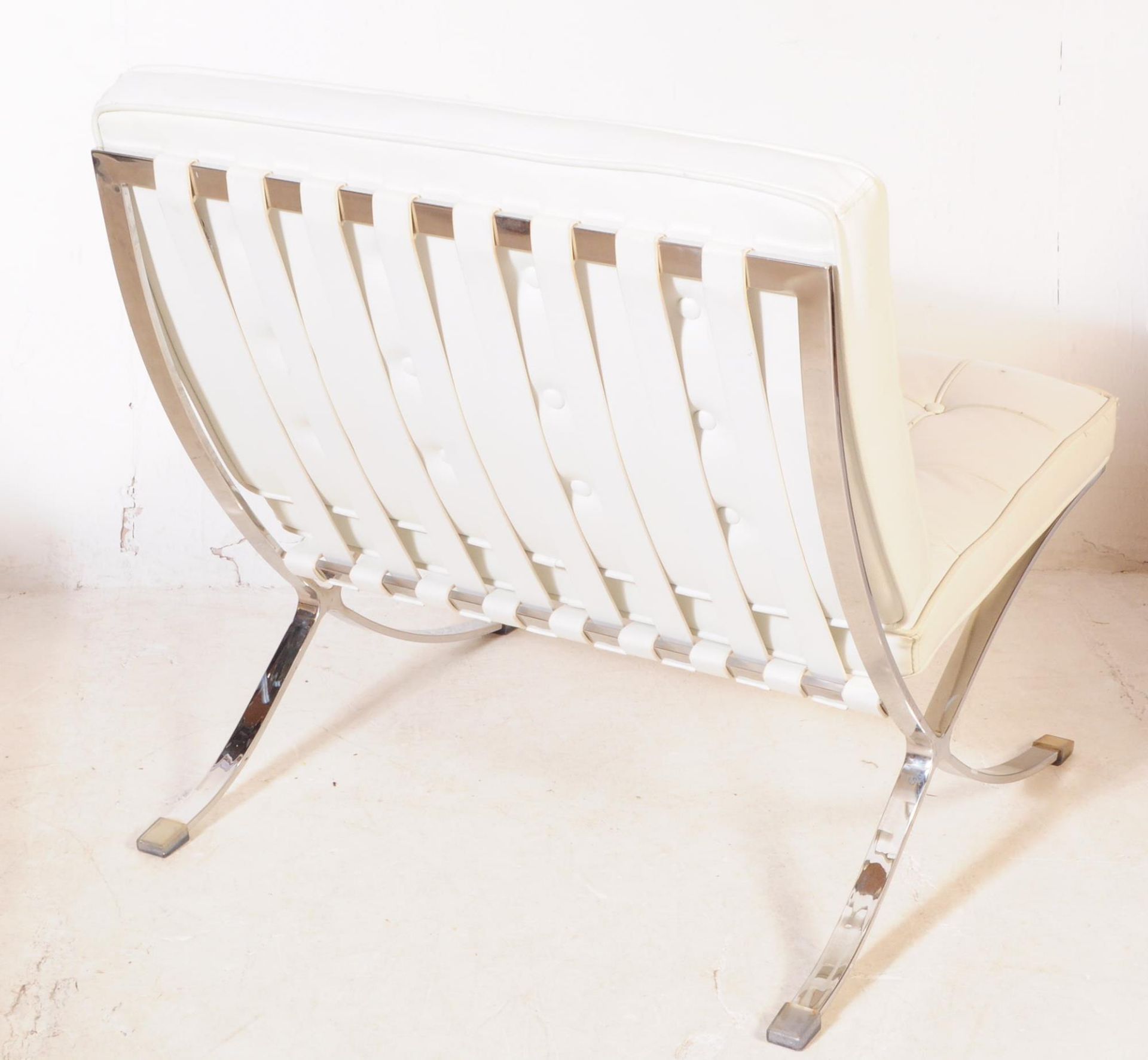 CONTEMPORARY WHITE LEATHERETTE BARCELONA CHAIR - Image 3 of 3