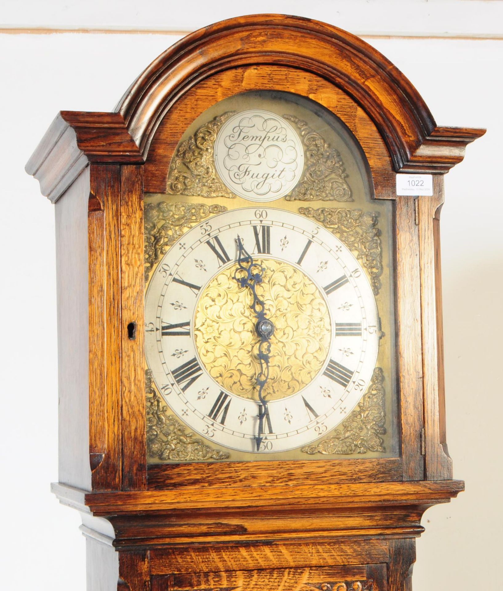 ART DECO STYLE LATER 20TH CENTURY OAK GRANDFATHER CLOCK - Image 2 of 7