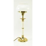 ART DECO INSPIRED OPALINE GLASS & GILT METAL DESK LAMP