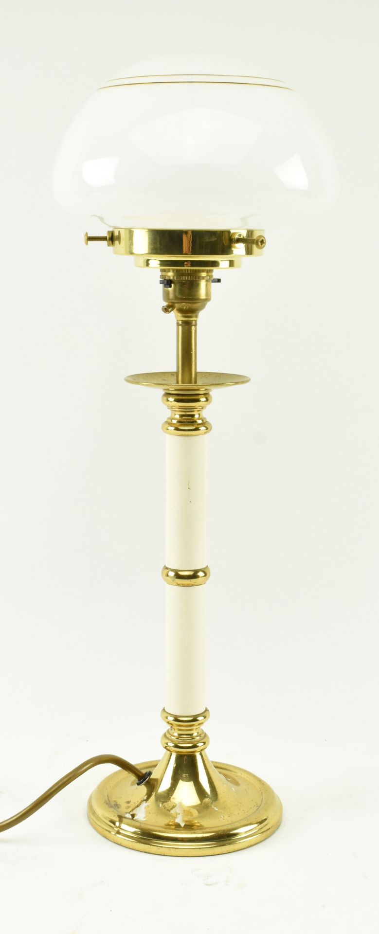 ART DECO INSPIRED OPALINE GLASS & GILT METAL DESK LAMP