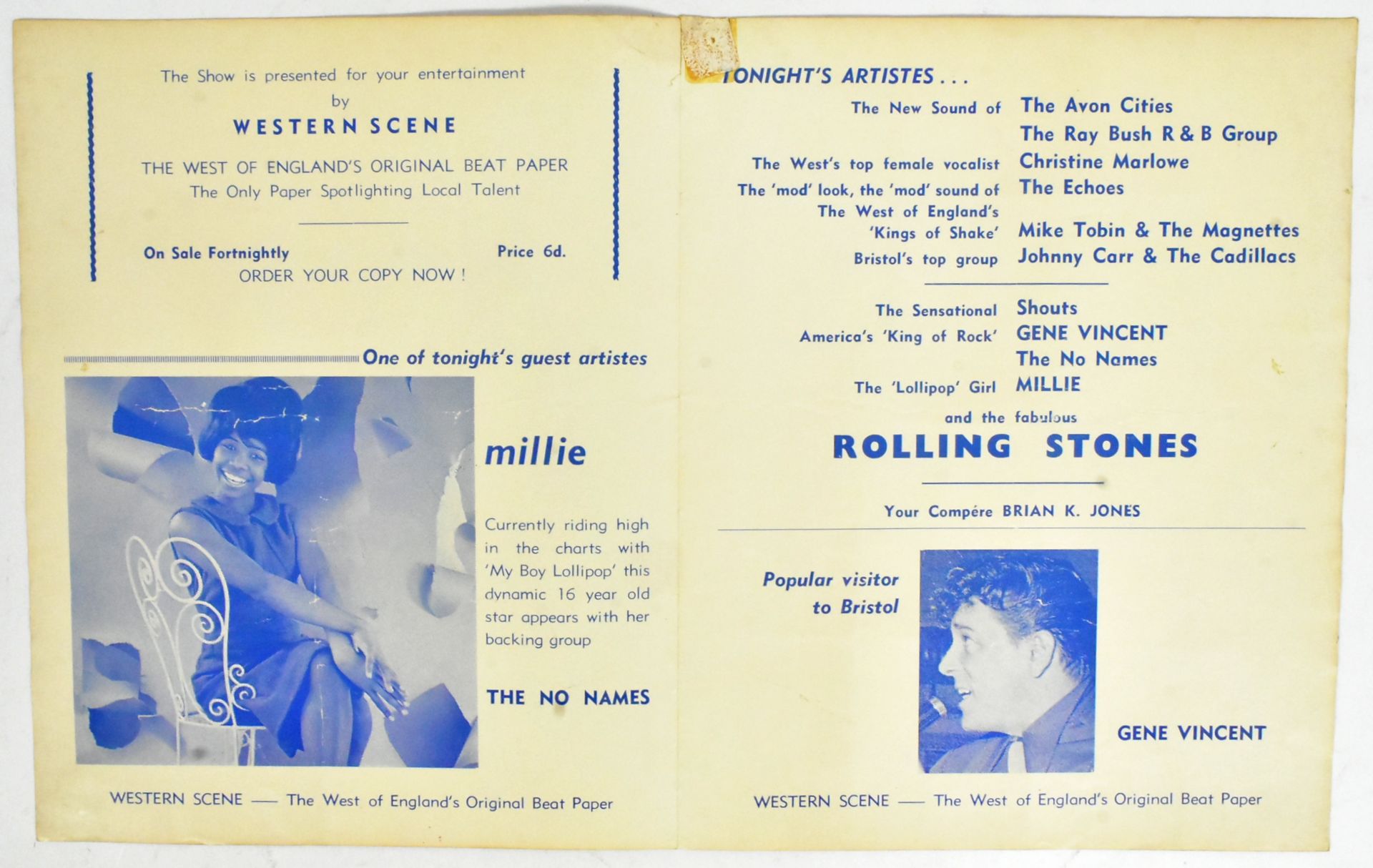 THE ROLLING STONES - ORIGINAL 1966 PROGRAMME BRISTOL COLSTON HALL - Image 2 of 3