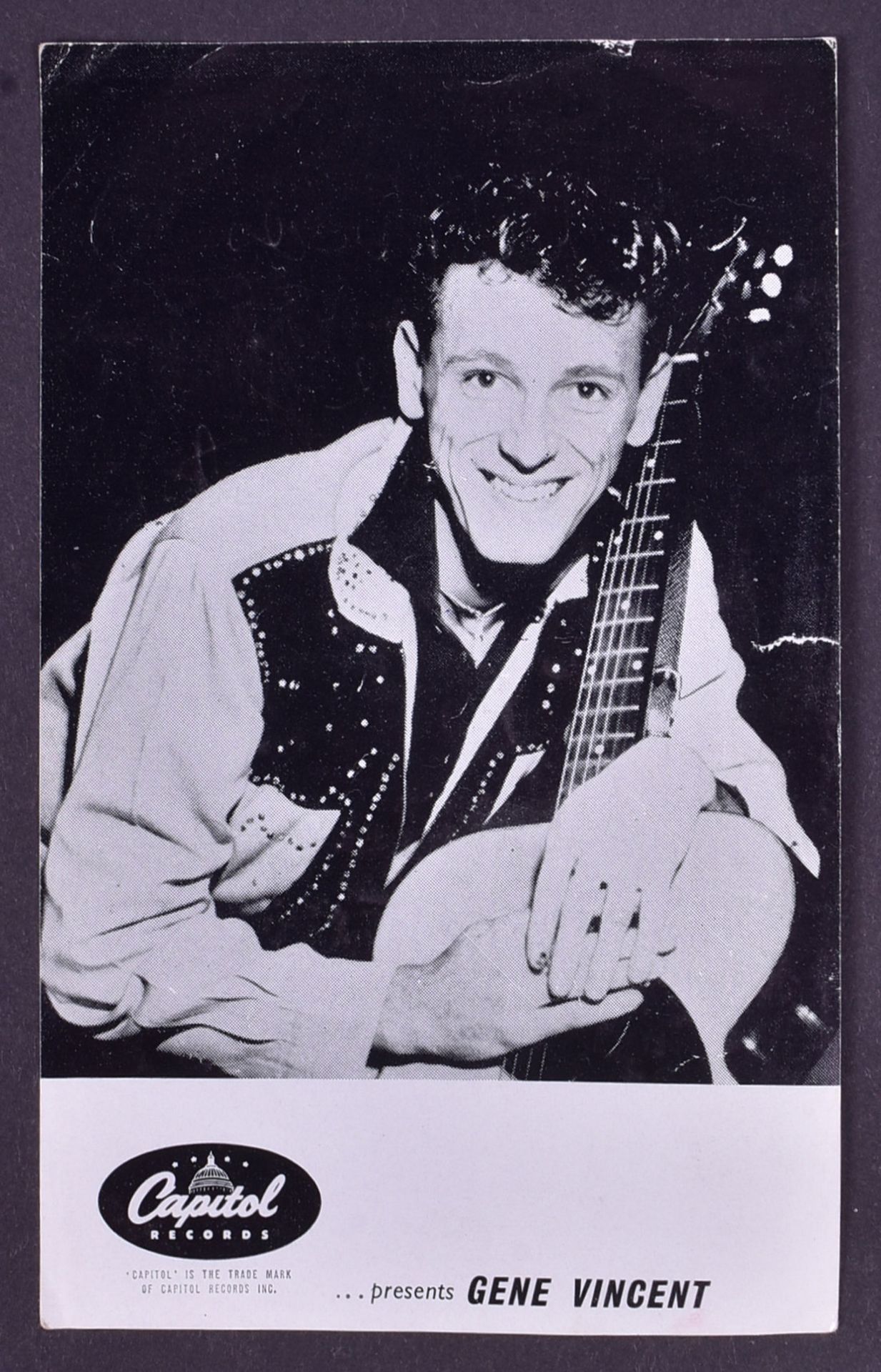 GENE VINCENT - ROCK AND ROLL - EARLY SIGNED PHOTOGRAPH