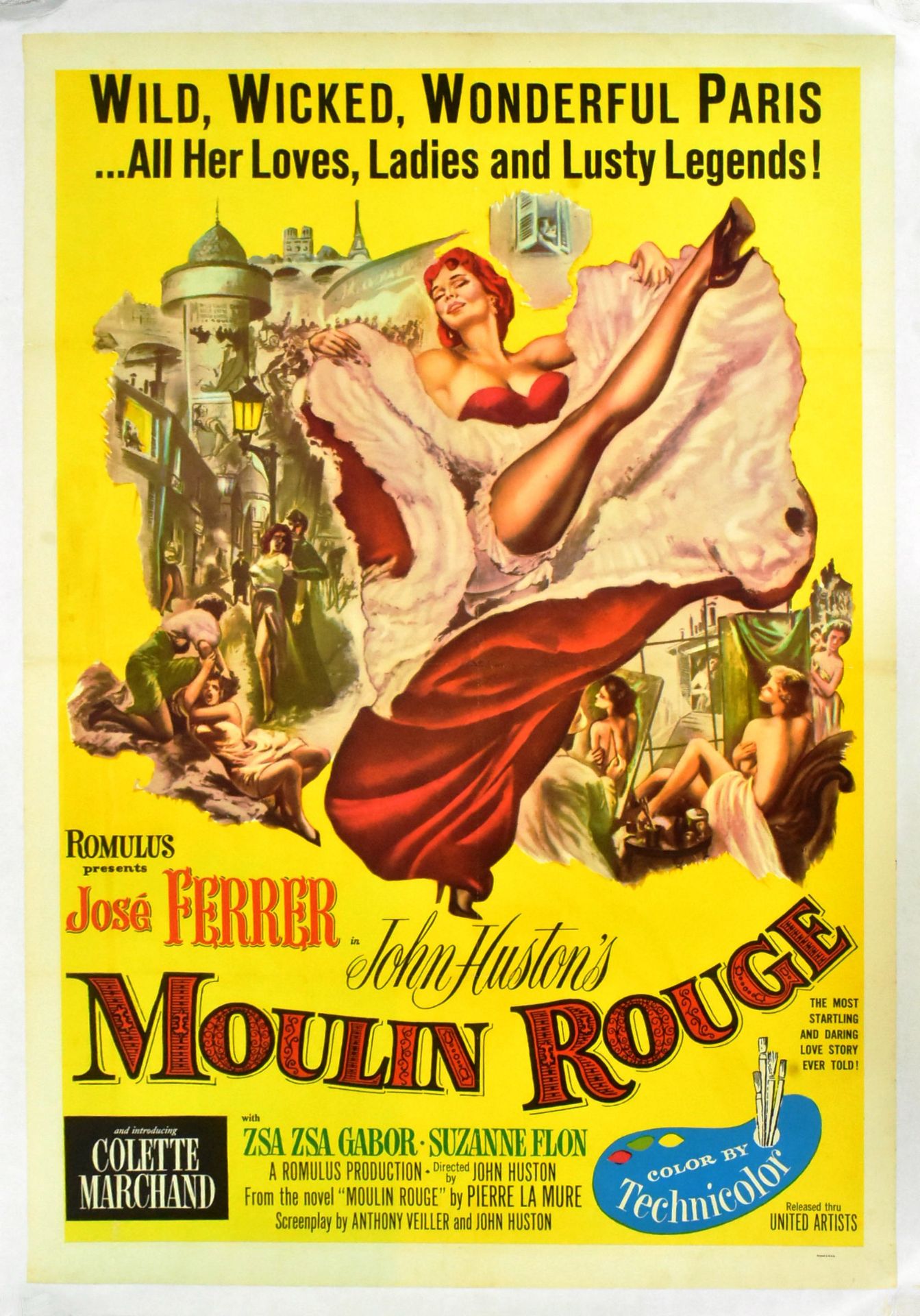 MOULIN ROUGE (1952) - ORIGINAL MOVIE POSTER LINEN BACKED