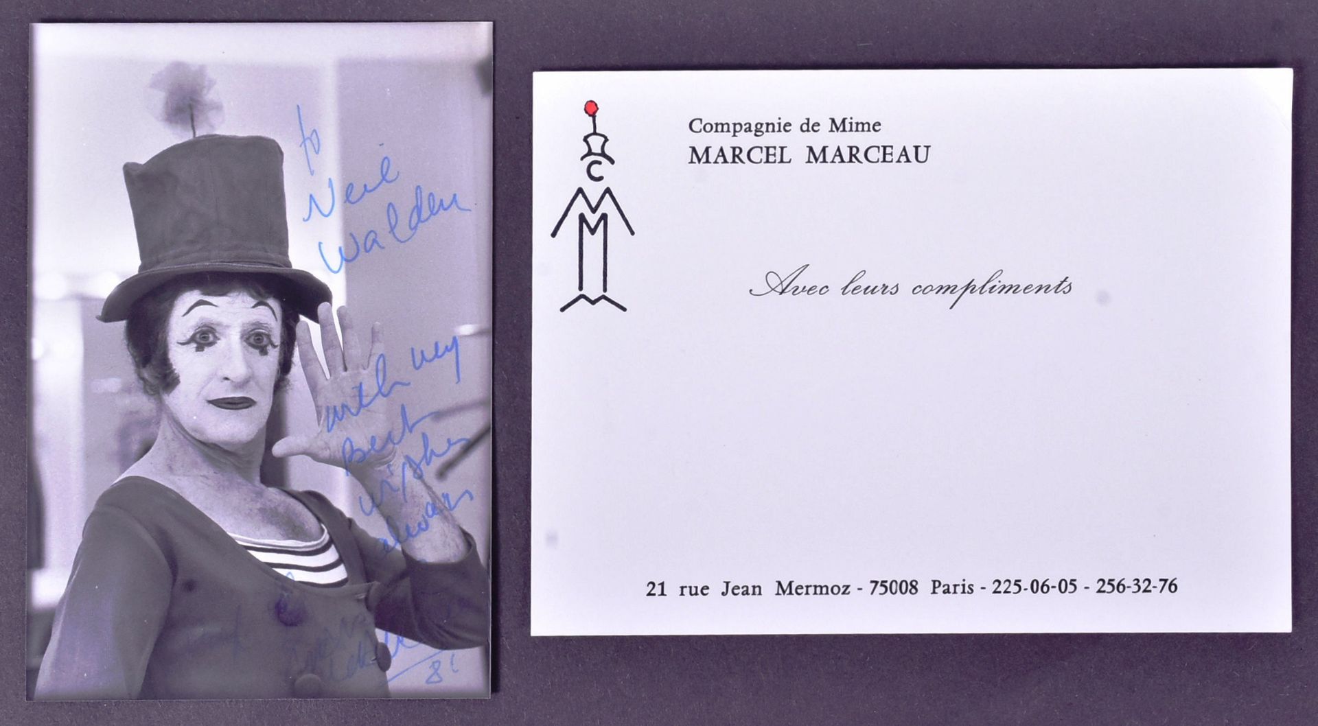 MARCEL MARCEAU - 1923-2007 - SIGNED PHOTOGRAPH