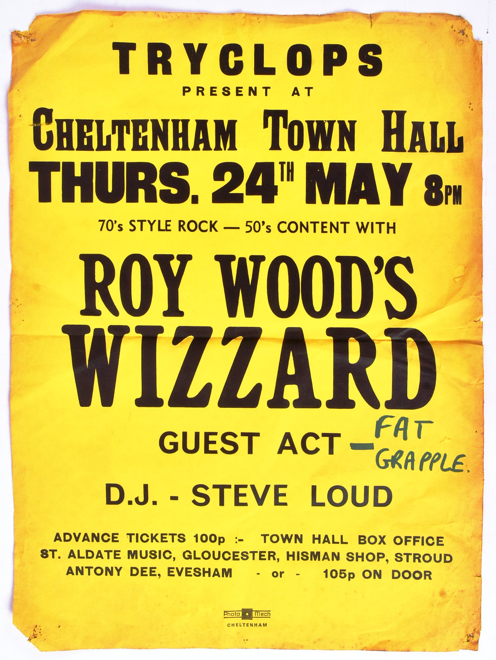 ROY WOOD'S WIZZARD - VINTAGE POSTER FROM CHELTENHAM TOWN HALL