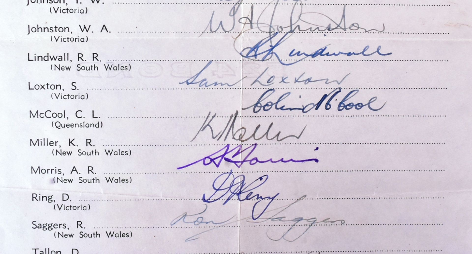 CRICKET - 1948 AUSTRALIAN CRICKET TEAM AUTOGRAPHS - Bild 3 aus 4