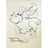 TONY HART (1925-2009) - LARGE DRAWING OF A FLYING PIG