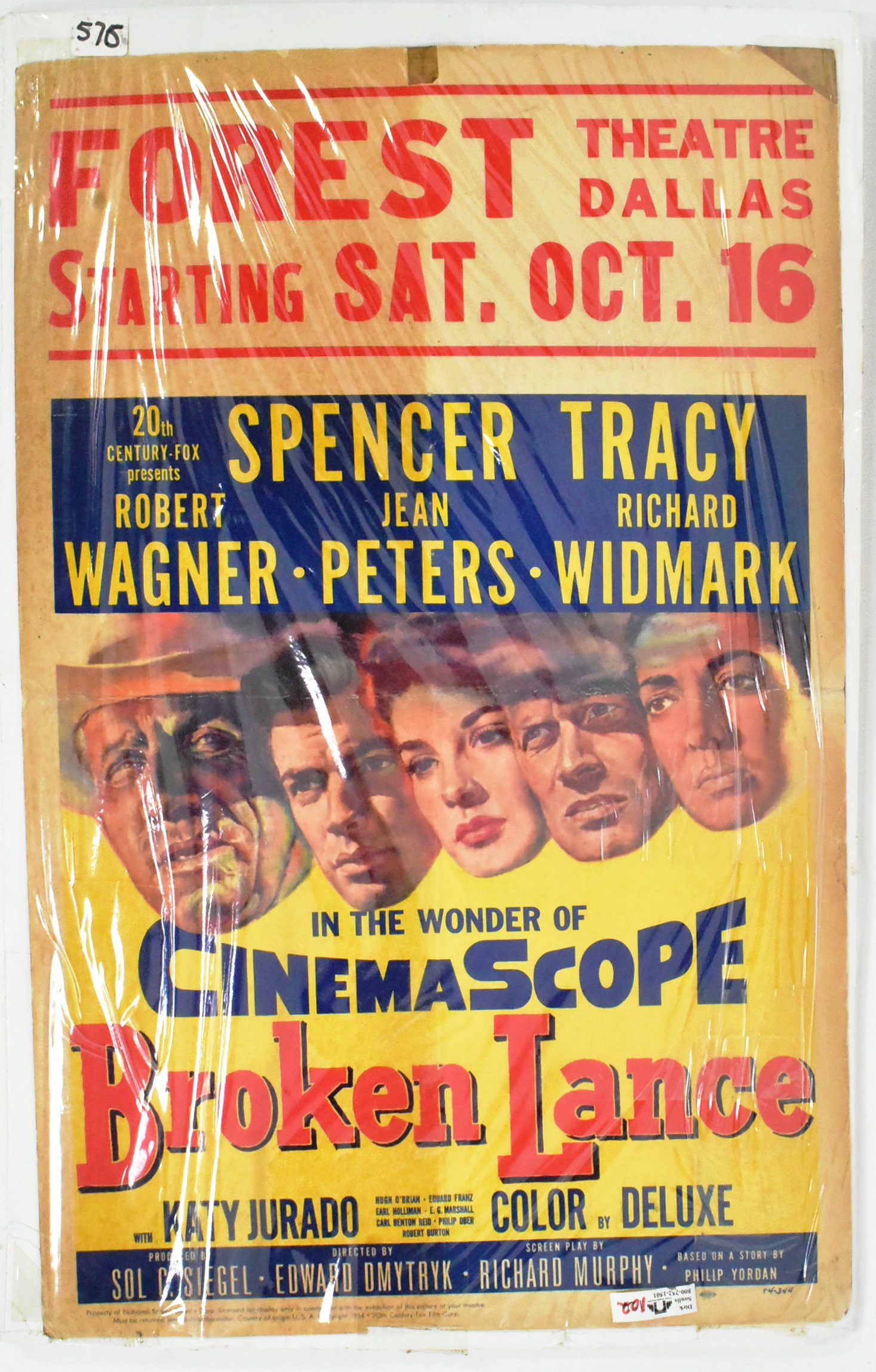 BROKEN LANCE (1954 WESTERN) - ORIGINAL SHOW CARD MOVIE POSTER