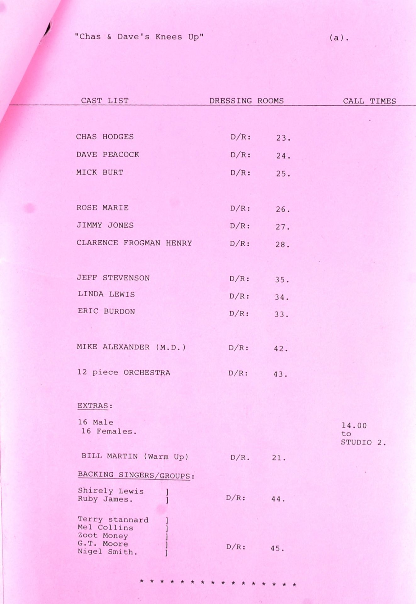 CHAS & DAVE'S KNEES-UP (1983) - ORIGINAL CAMERA SCRIPT - Bild 3 aus 4