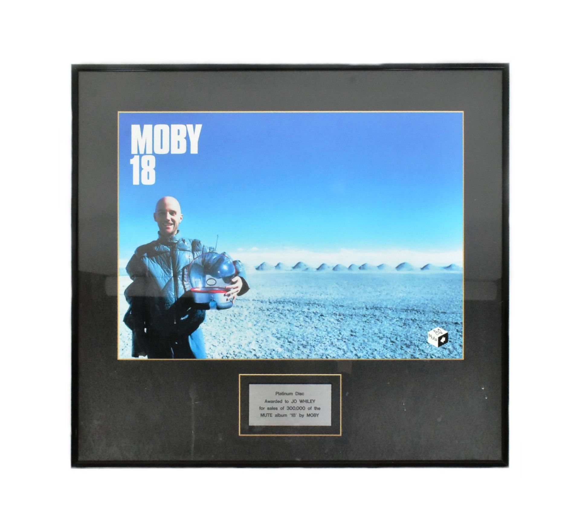 MUSIC INTEREST - MOBY - ORIGINAL FRAMED PRESENTATION TO JO WHILEY