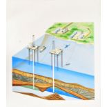 ORIGINAL MACMILLAN PUBLICATION ARTWORK - OIL RIG DIAGRAM