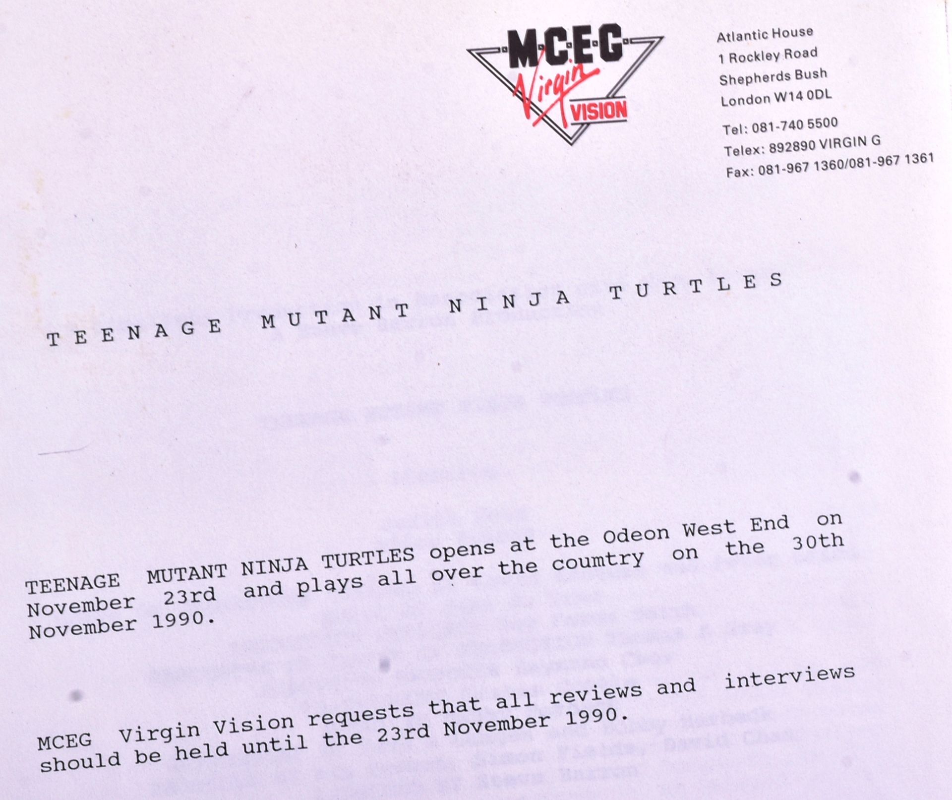 TEENAGE MUTANT NINJA TURTLES (1990) - UK FILM PRESS PACK - Bild 5 aus 5