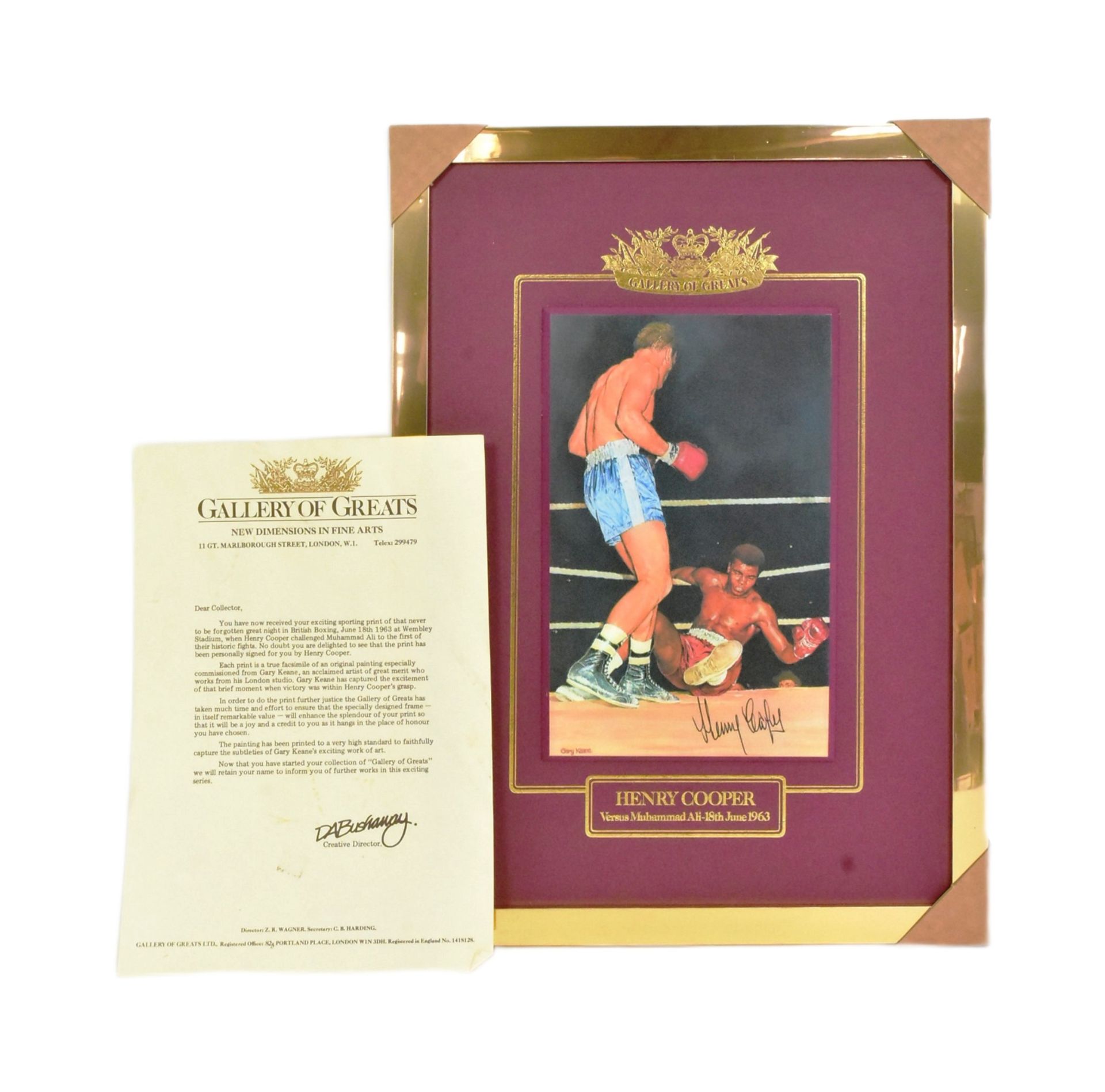 BOXING INTEREST - SIR HENRY COOPER - AUTOGRAPHED PRINT