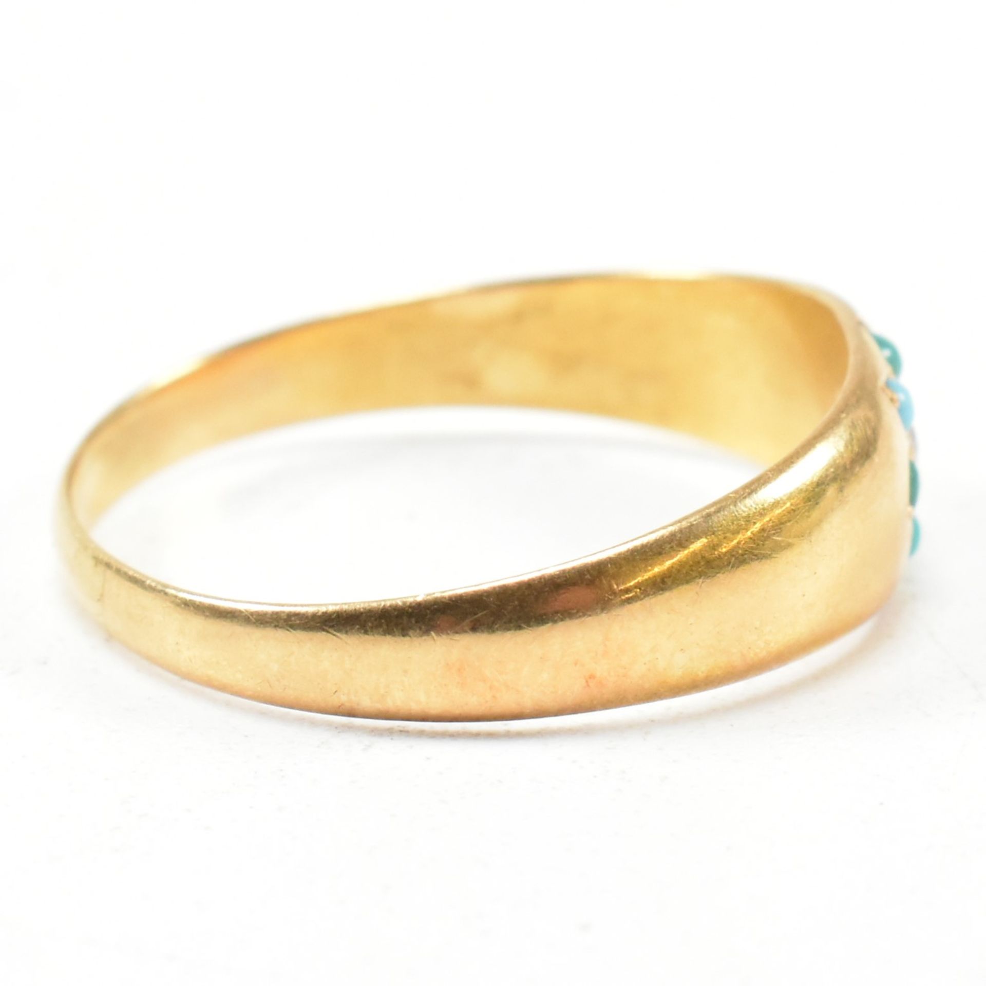 VICTORIAN HALLMARKED 18CT GOLD TURQUOISE & DIAMOND RING - Bild 4 aus 9