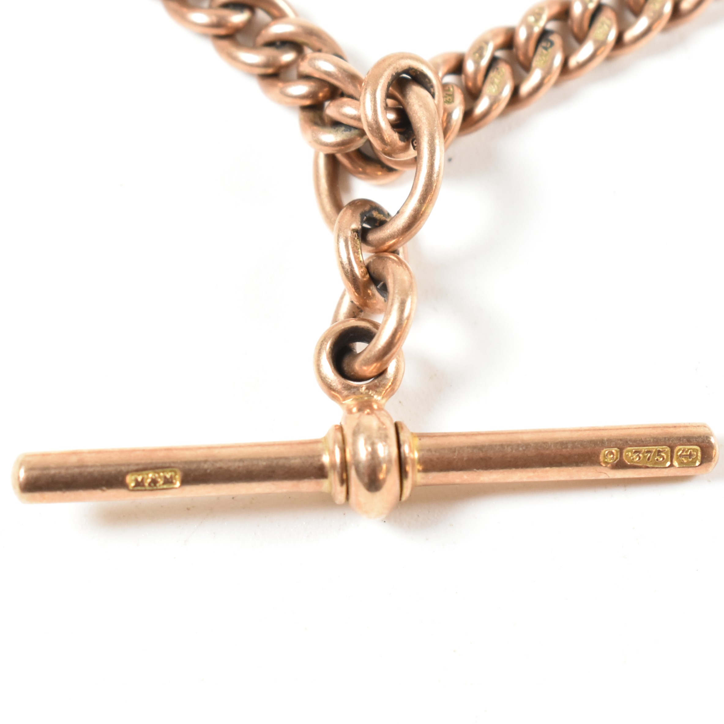 GEORGE V HALLMARKED 9CT ROSE GOLD WATCH CHAIN - Image 3 of 5
