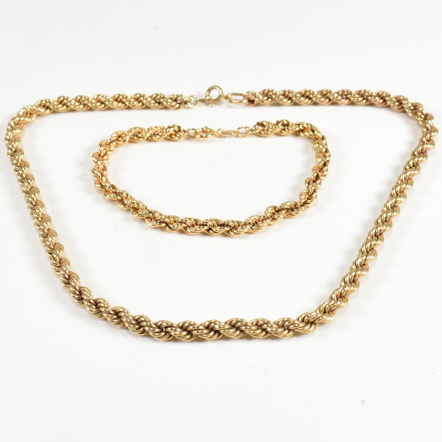 HALLMARKED 9CT GOLD ROPE TWIST CHAIN NECKLACE & BRACELET SET - Image 3 of 5