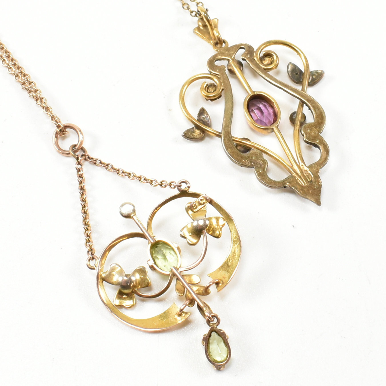 TWO ART NOUVEAU GEM SET PENDANT NECKLACES - Bild 7 aus 9