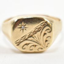 HALLMARKED 9CT GOLD & DIAMOND SIGNET RING