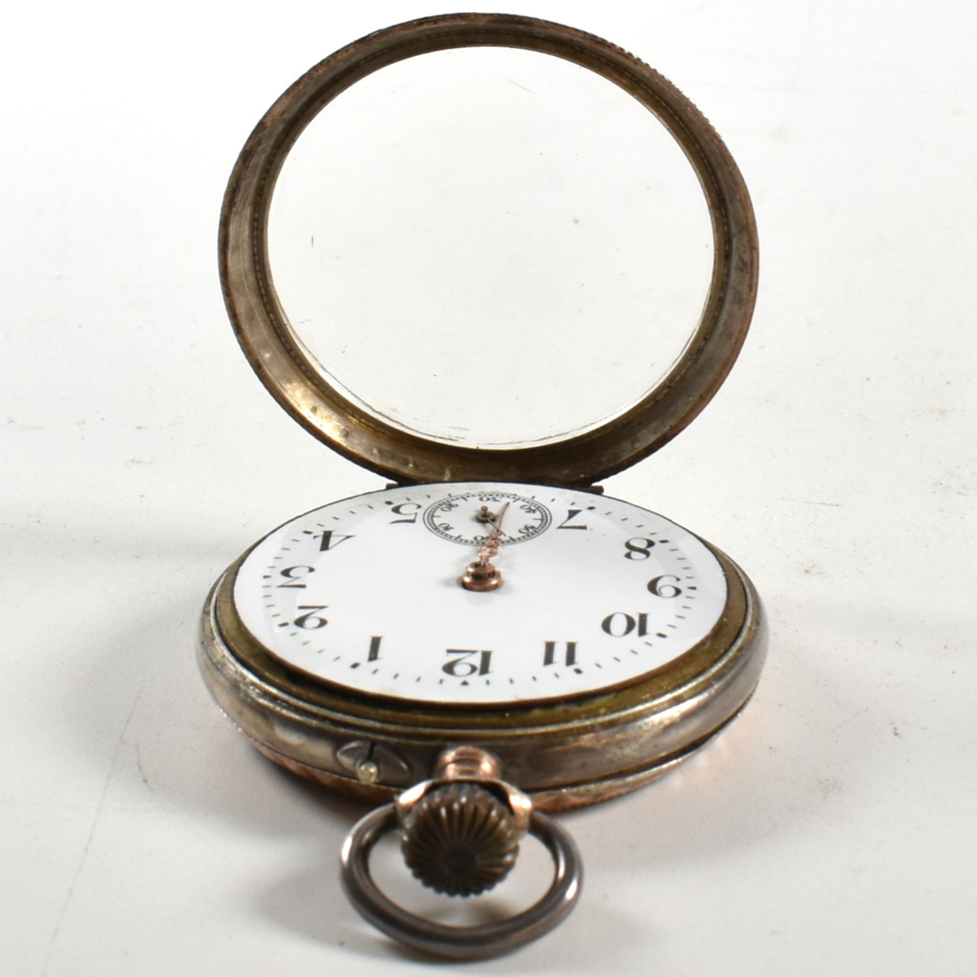 SILVER 800 CONTINENTAL OPEN FACED CROWN WIND POCKET WATCH - Image 4 of 8