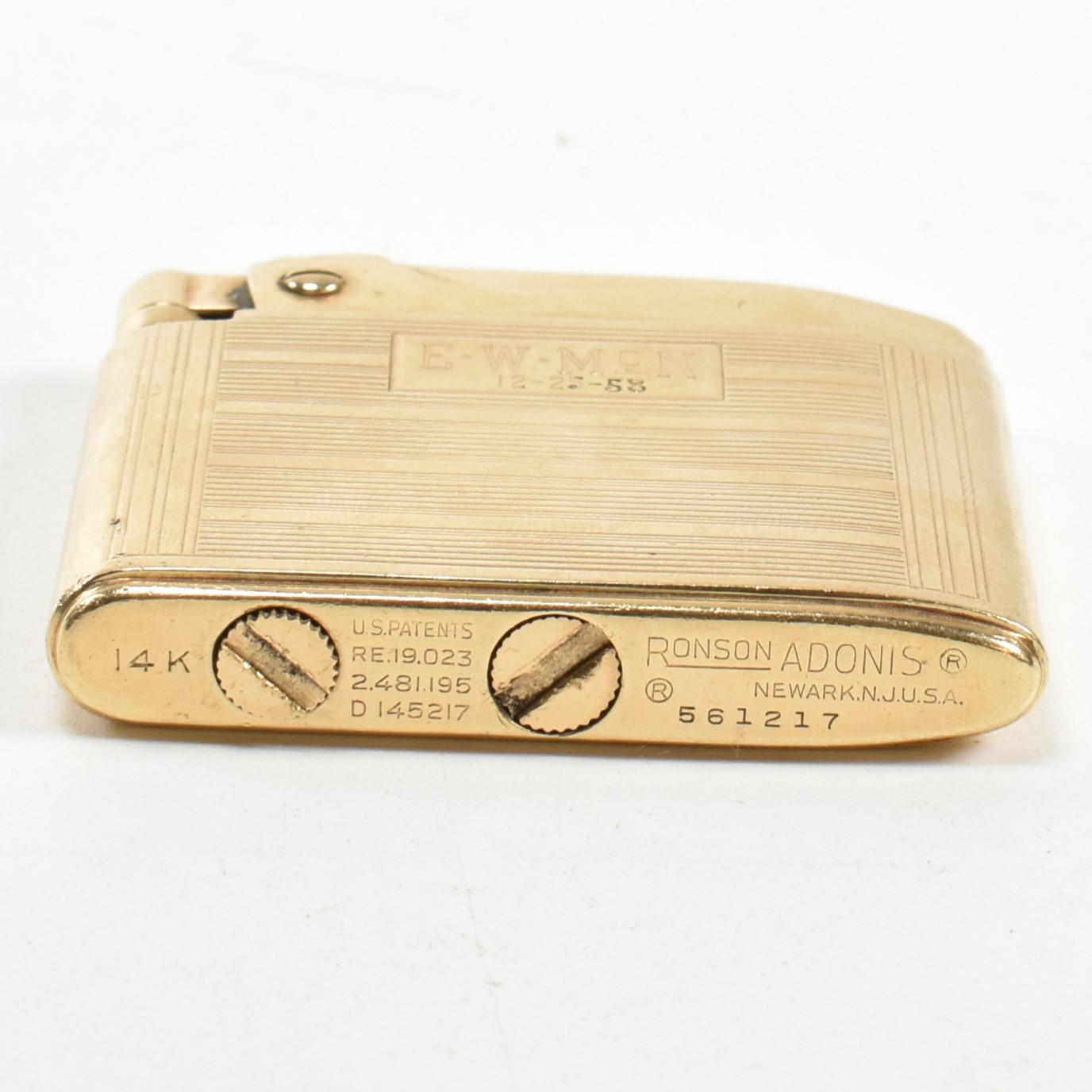 GOLD RONSON ADONIS POCKET LIGHTER STAMPED 14K - Image 3 of 6