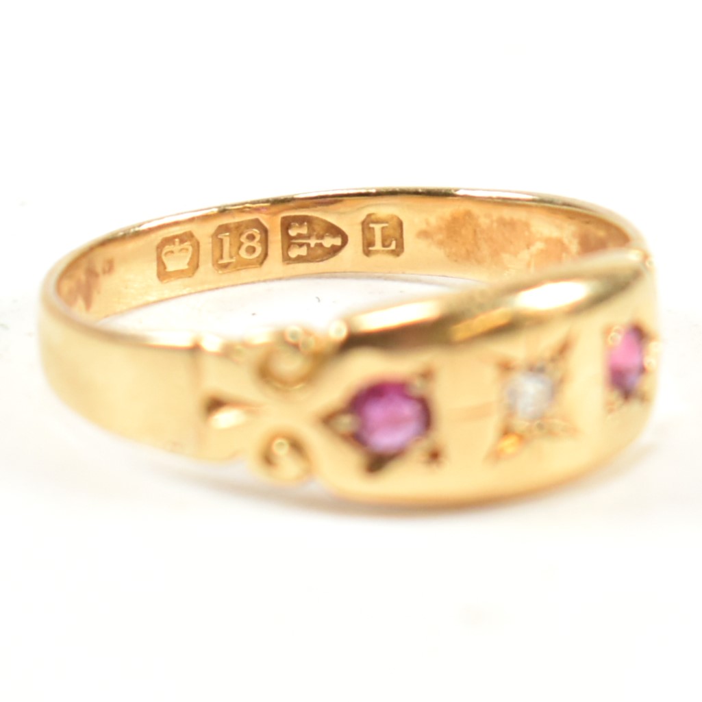 VICTORIAN HALLMARKED 18CT GOLD RUBY & DIAMOND DOME RING - Image 8 of 9