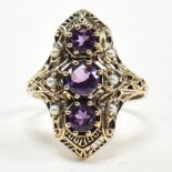 9CT GOLD AMETHYST & PEARL RING