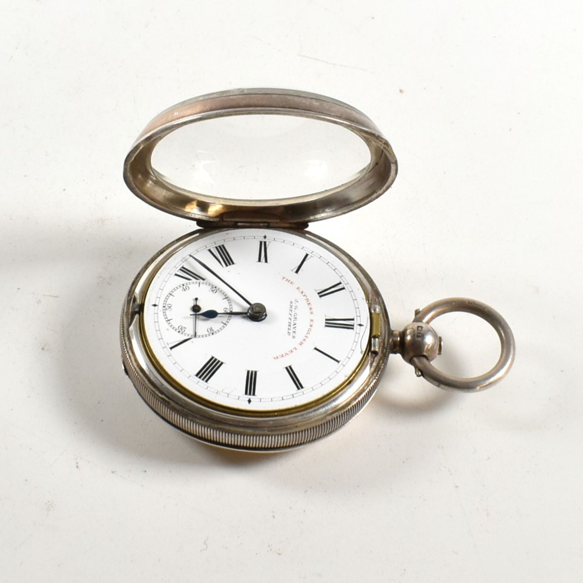 SILVER HALLMARKED JG GRAVES OPEN FACED POCKET WATCH - Bild 3 aus 8