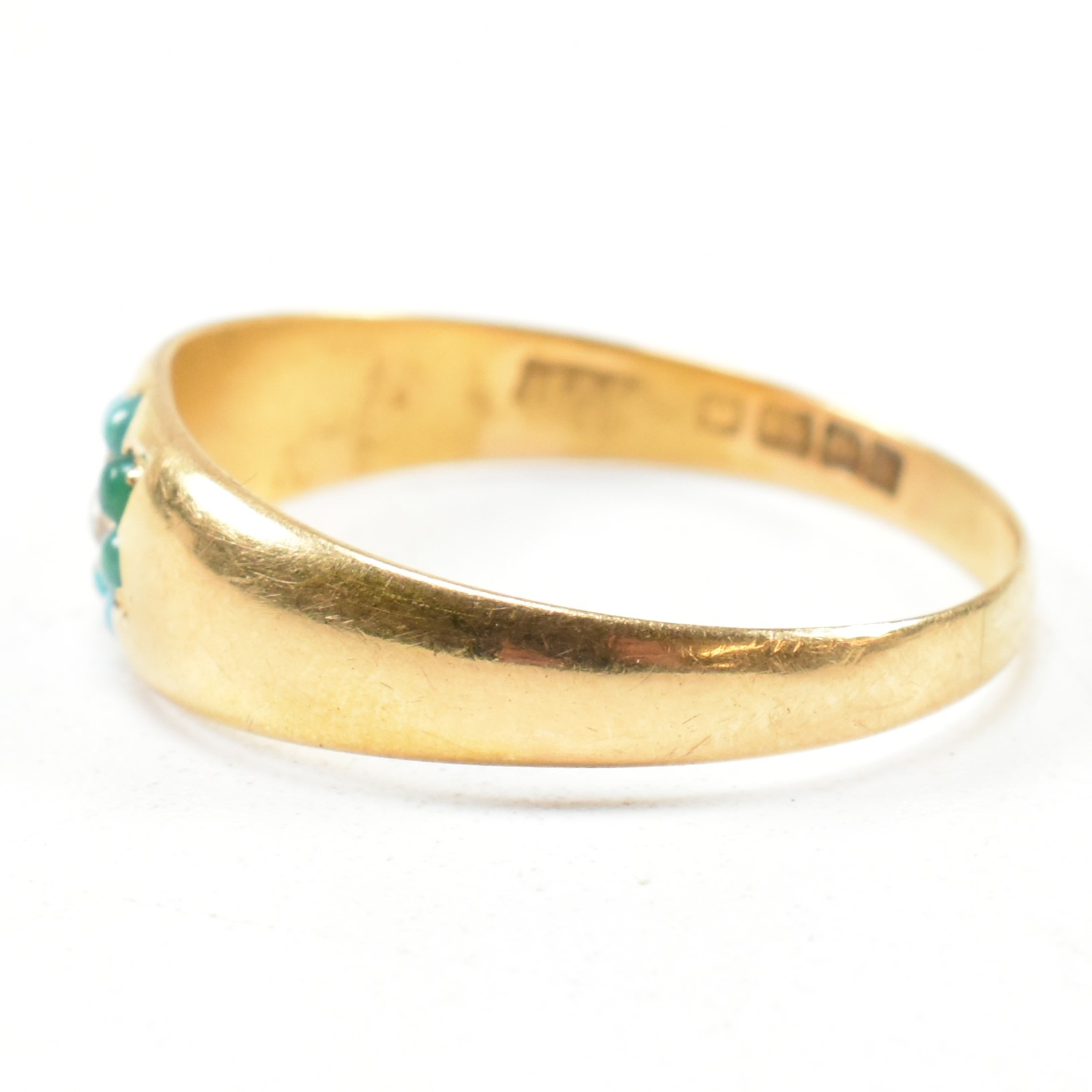 VICTORIAN HALLMARKED 18CT GOLD TURQUOISE & DIAMOND RING - Image 7 of 9