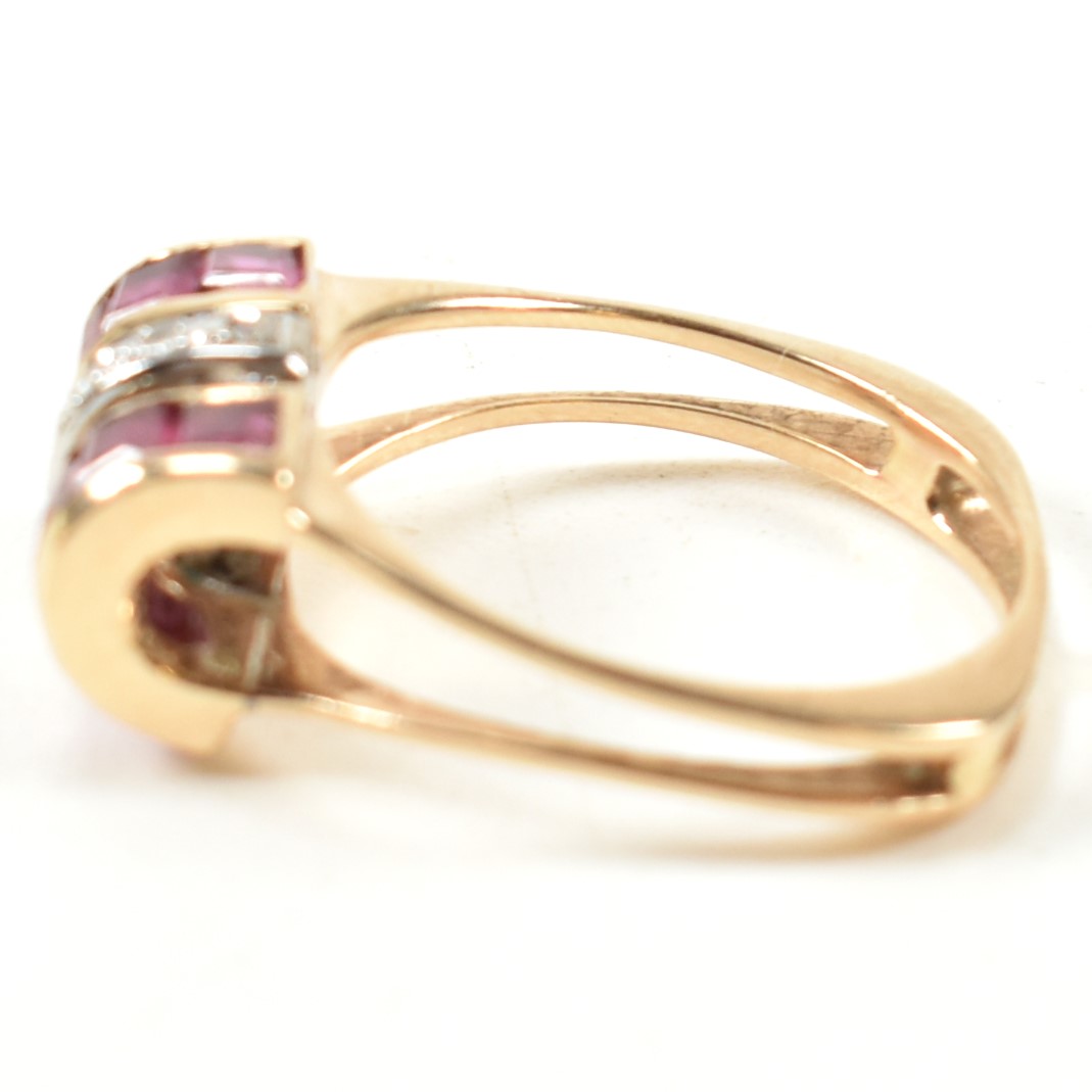 14CT GOLD RUBY & DIAMOND TANK RING - Image 6 of 8