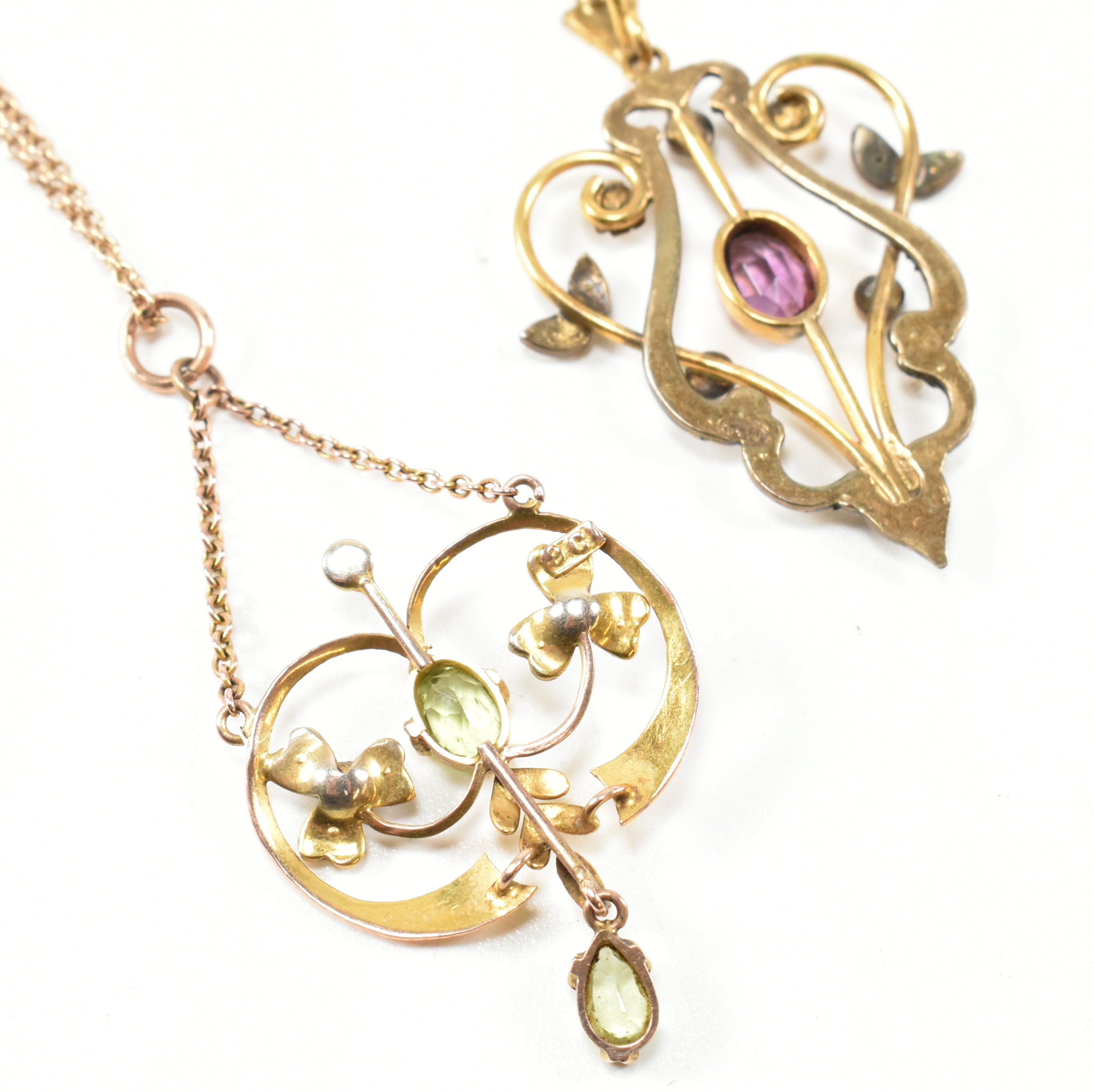 TWO ART NOUVEAU GEM SET PENDANT NECKLACES - Bild 8 aus 9