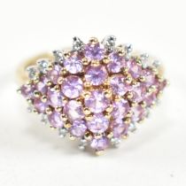 HALLMARKED 9CT GOLD PINK SAPPHIRE & DIAMOND CLUSTER RING