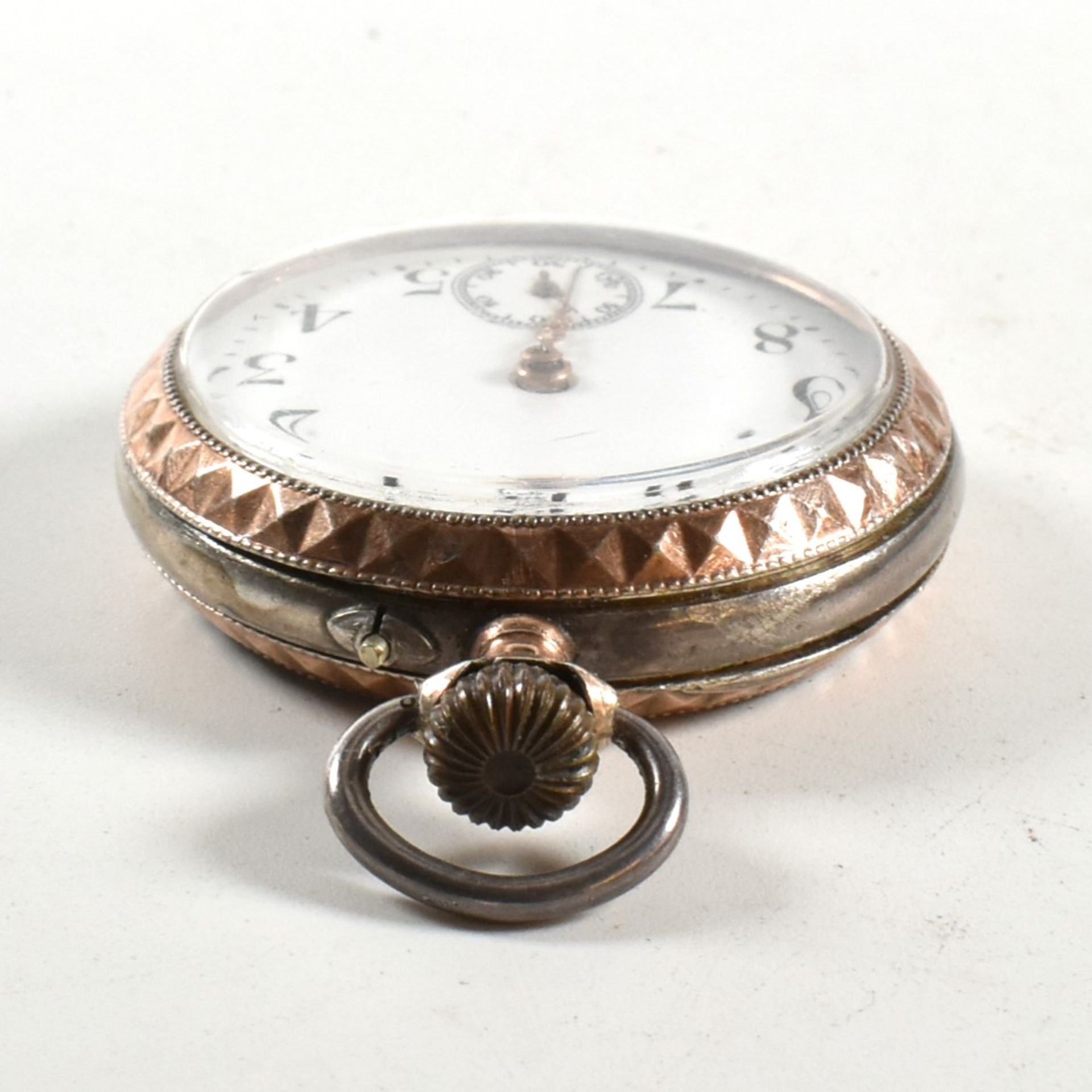 SILVER 800 CONTINENTAL OPEN FACED CROWN WIND POCKET WATCH - Image 6 of 8