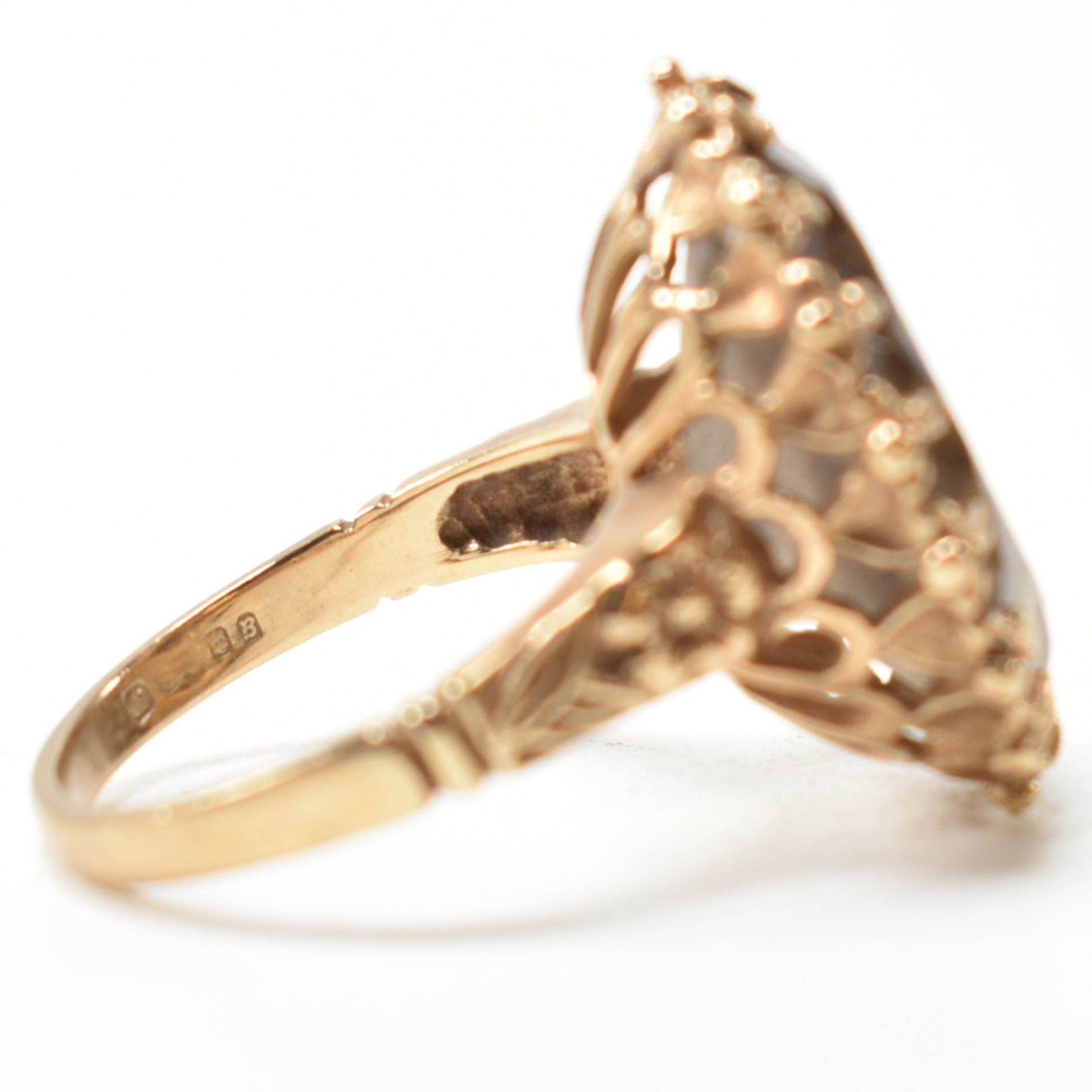 HALLMARKED 9CT GOLD & SMOKY QUARTZ DRESS RING - Image 5 of 9