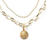 HALLMARKED 9CT GOLD OVAL LINK CHAIN NECKLACE WITH 9CT GOLD ST CHRISTOPHER PENDANT